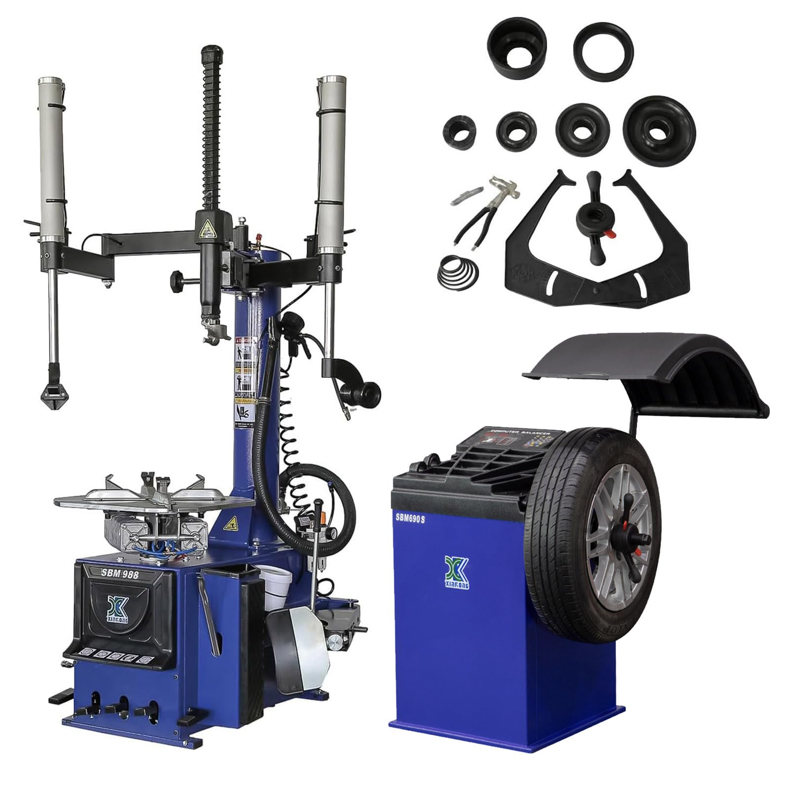 XK New Model 988 Tire Changer Tire Machine Wheel Changers 110V Combo 690S Balancer Rim Clamp with 36 Month Part Replacements