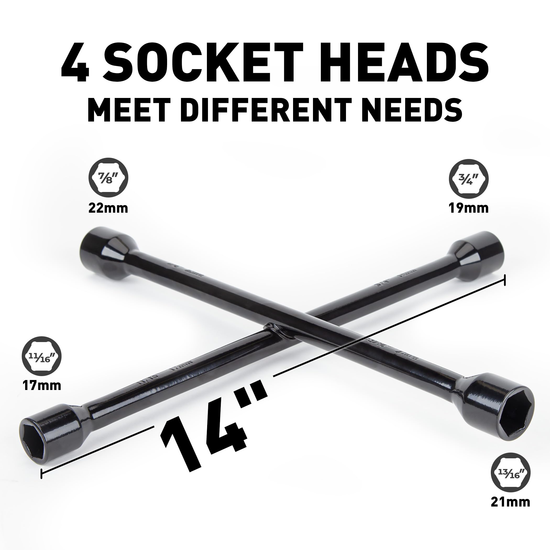 CARTMAN 14" Heavy Duty Lug Wrench, Black Carbon Steel, Model CM-LW-14B