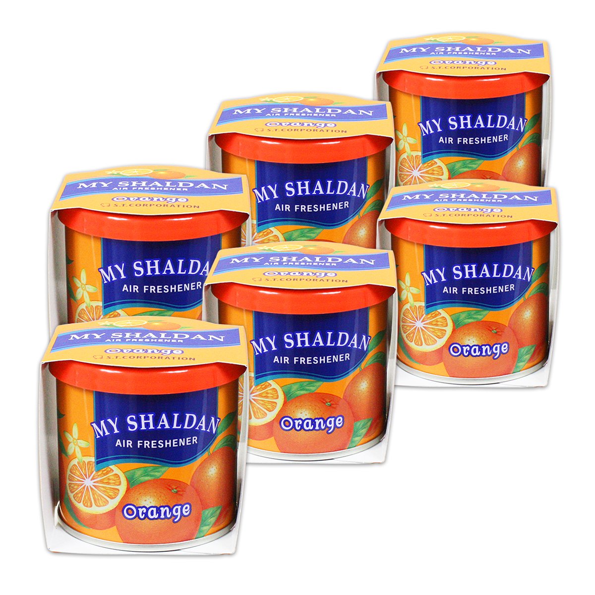 Pack Of 6 My Shaldan Japanese Car Cup-Holder Natural Air Freshener Cans (Orange Scented)