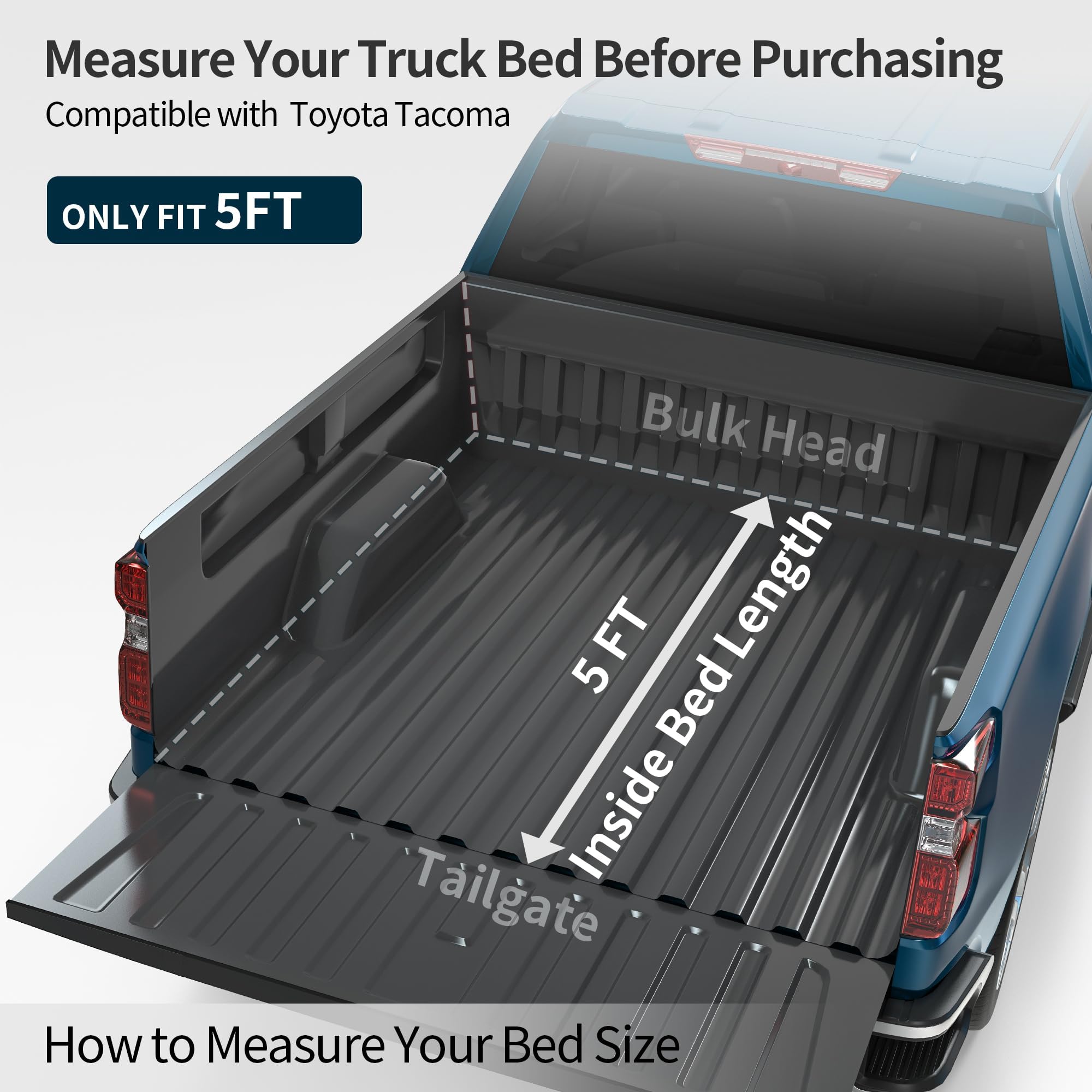 OEDRO FRP Hard Tri-fold Tonneau Cover Fold Truck Bed Covers Fits for Toyota Tacoma 2005-2015 (Excl. Trail Edition) with 5 Feet B