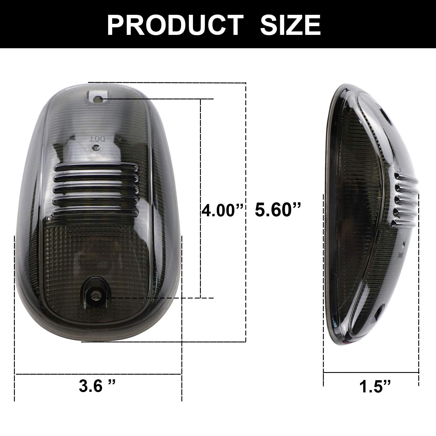 Tresound Smoked Lens Cab Roof Top Marker Lights Cover for 2003-2016 Dodge Ram 1500 2500 3500