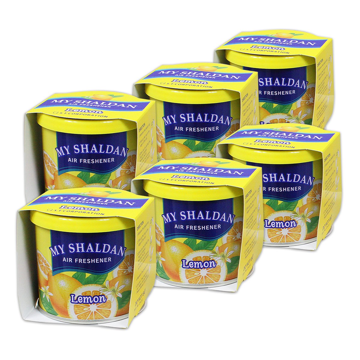 Pack Of 6 My Shaldan Japanese Car Cup-Holder Natural Air Freshener Cans (Lemon Scented)