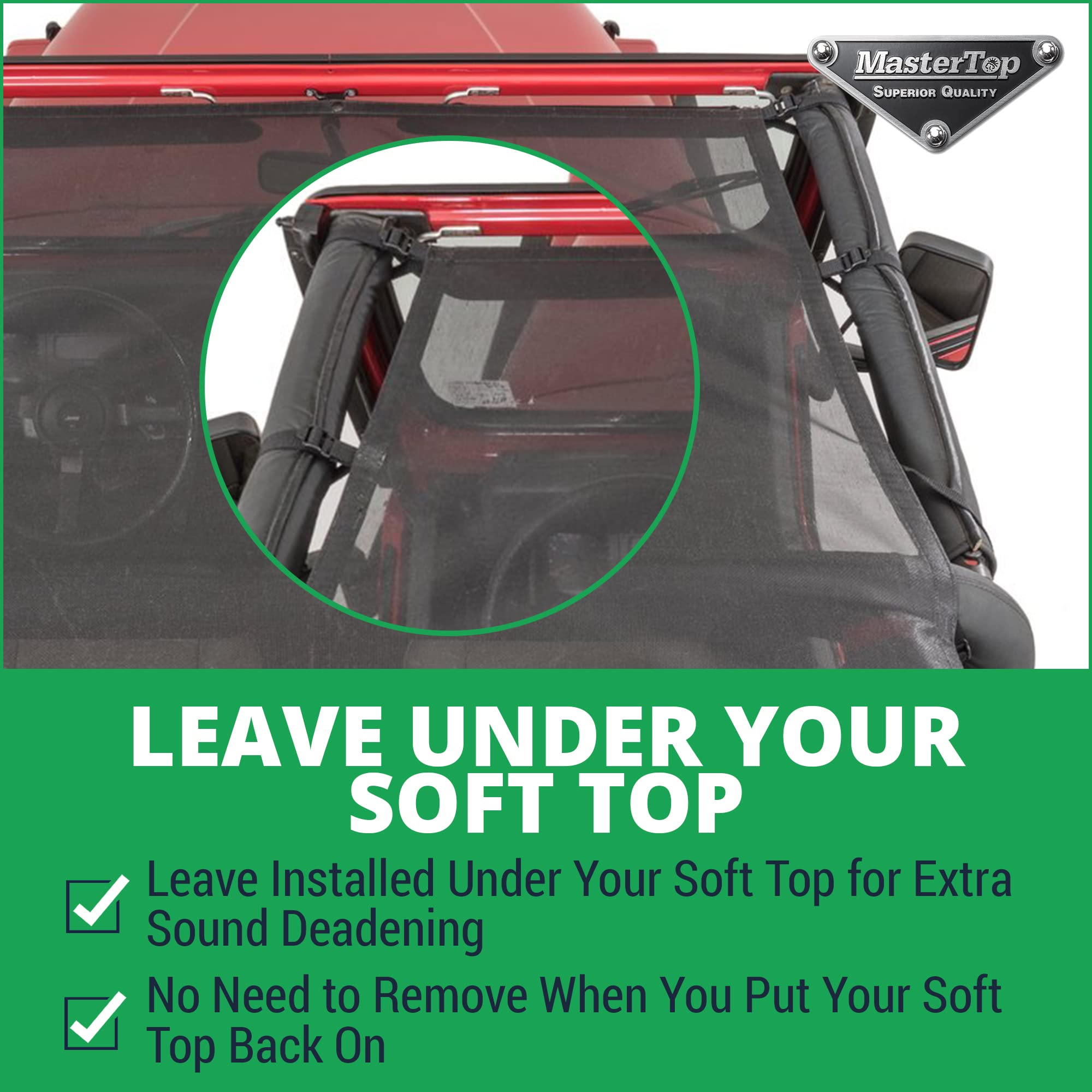 MasterTop Bikini Mesh Top Sunshade for Jeep Wrangler TJ 1997-2006, Black, Model 14220201, Fits Full Top