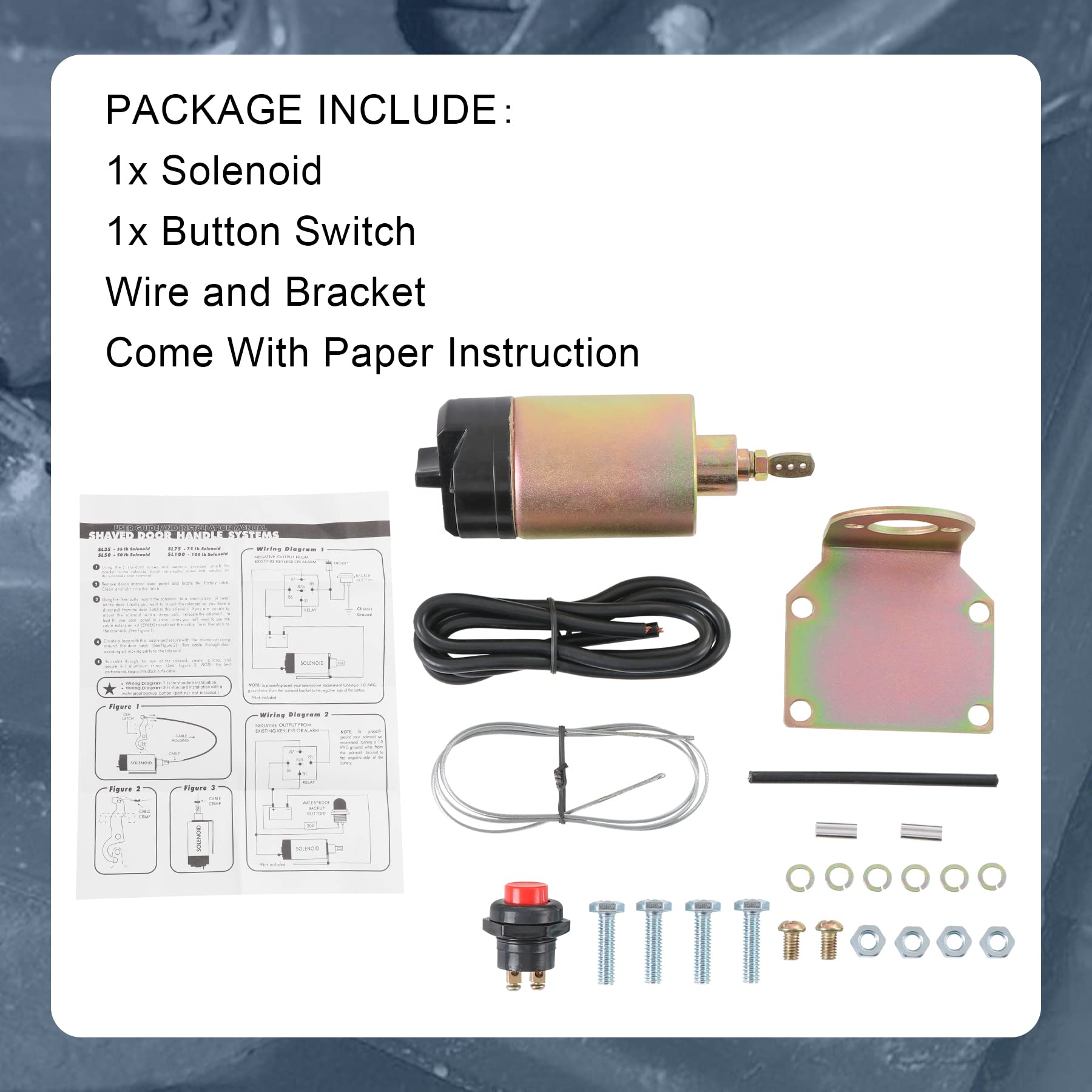 JDMSPEED 60lb Shaved Door Handle Trunk Solenoid Popper Kit - Gold, Model SL-35, Ideal for Street Rods and Tough Doors
