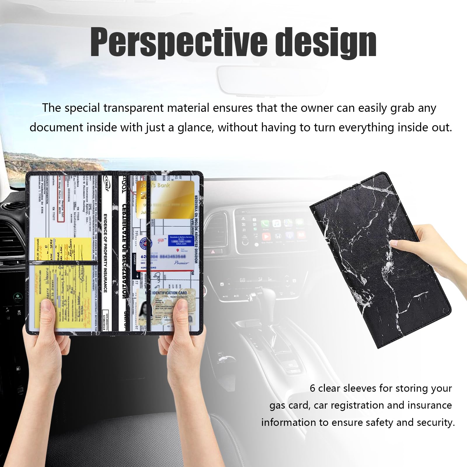 Kewucn Car Registration And Insurance Holder, Leather Auto Glove Box Organizer With Magnetic Shut, Vehicle Compartment Accessori