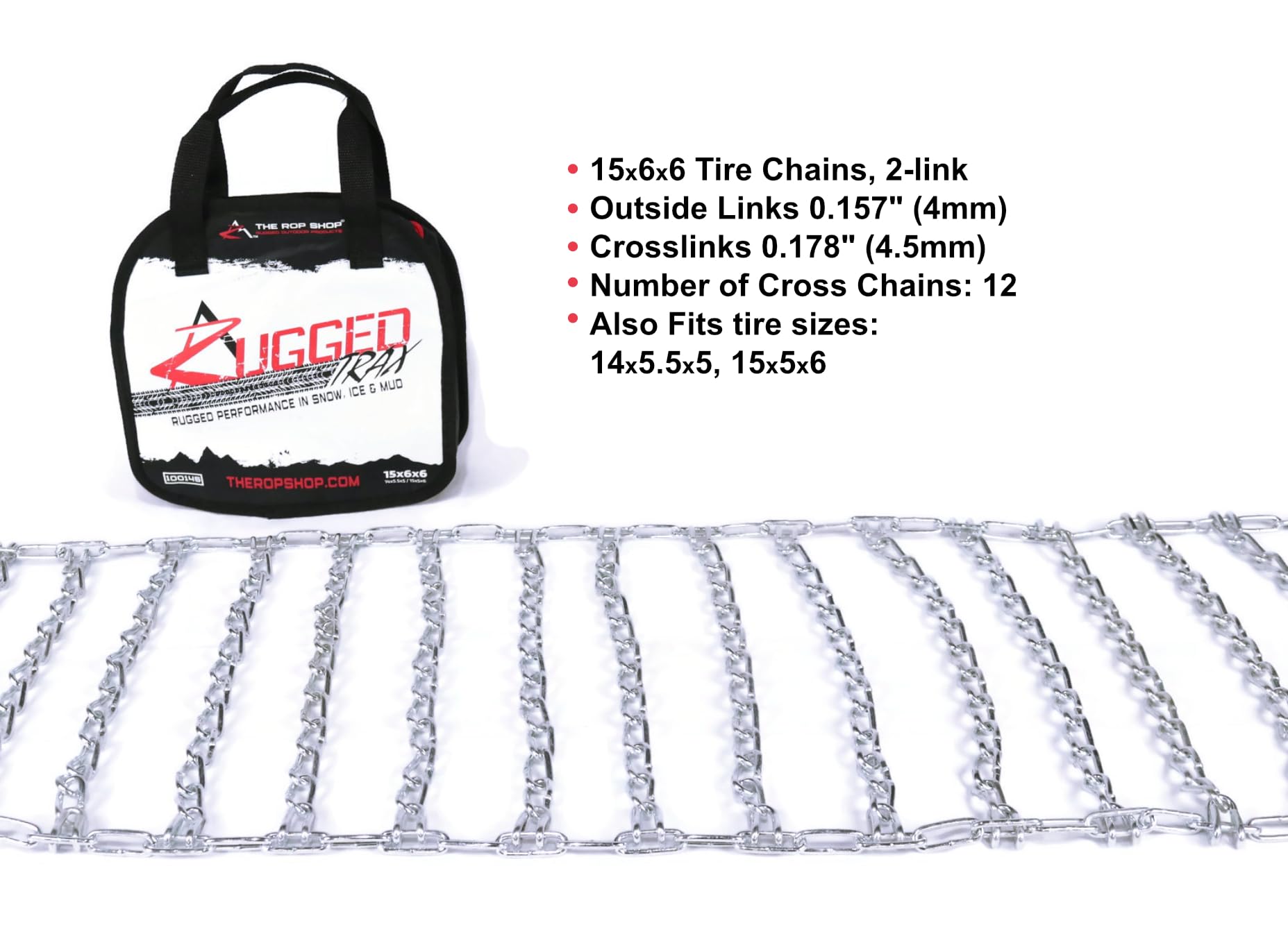 The Rop Shop | Pair Of 2 Link Tire Chains & Tensioners 14X5.5X5 For Snow Blowers, Lawn & Garden Tractors, Mowers & Riders, Utv, Atv, 4-Wheelers, Utility Vehicles