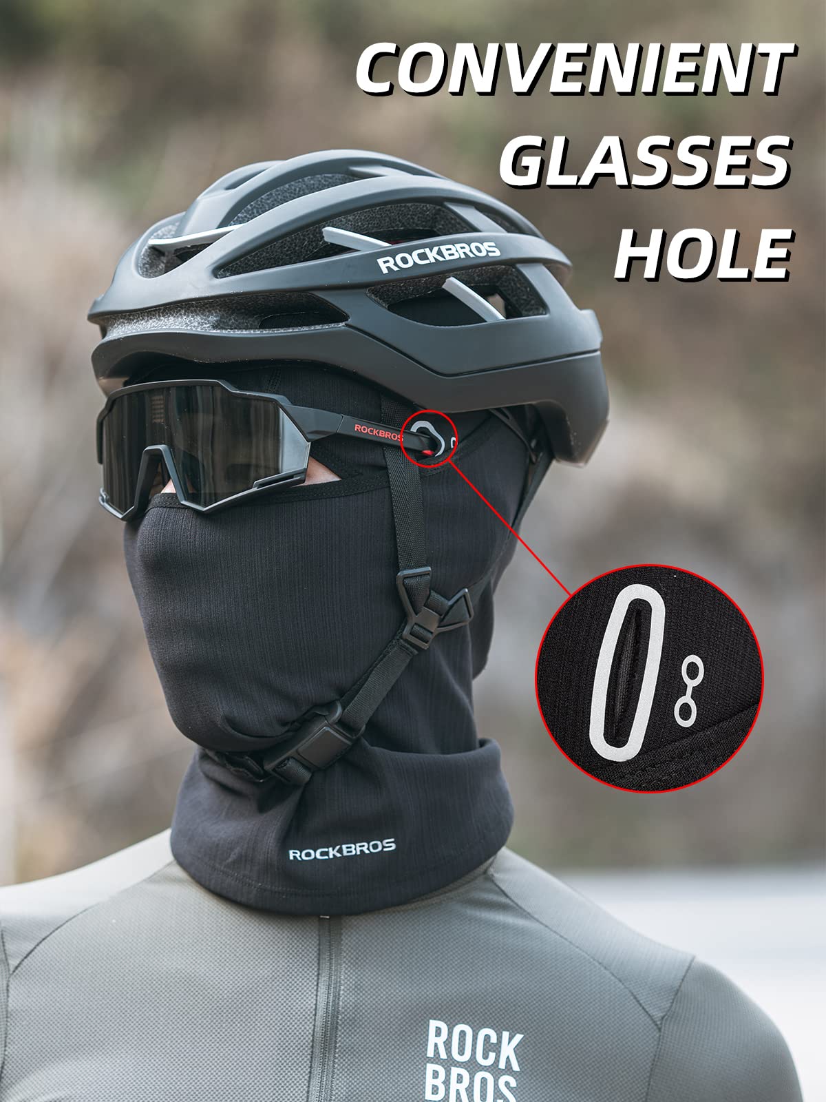 ROCKBROS Black Balaclava Face Mask - Thin Summer Cooling Neck Gaiter, UV Protection, Breathable Helmet Liner for Motorcycle & Bicycle, Medium-Large