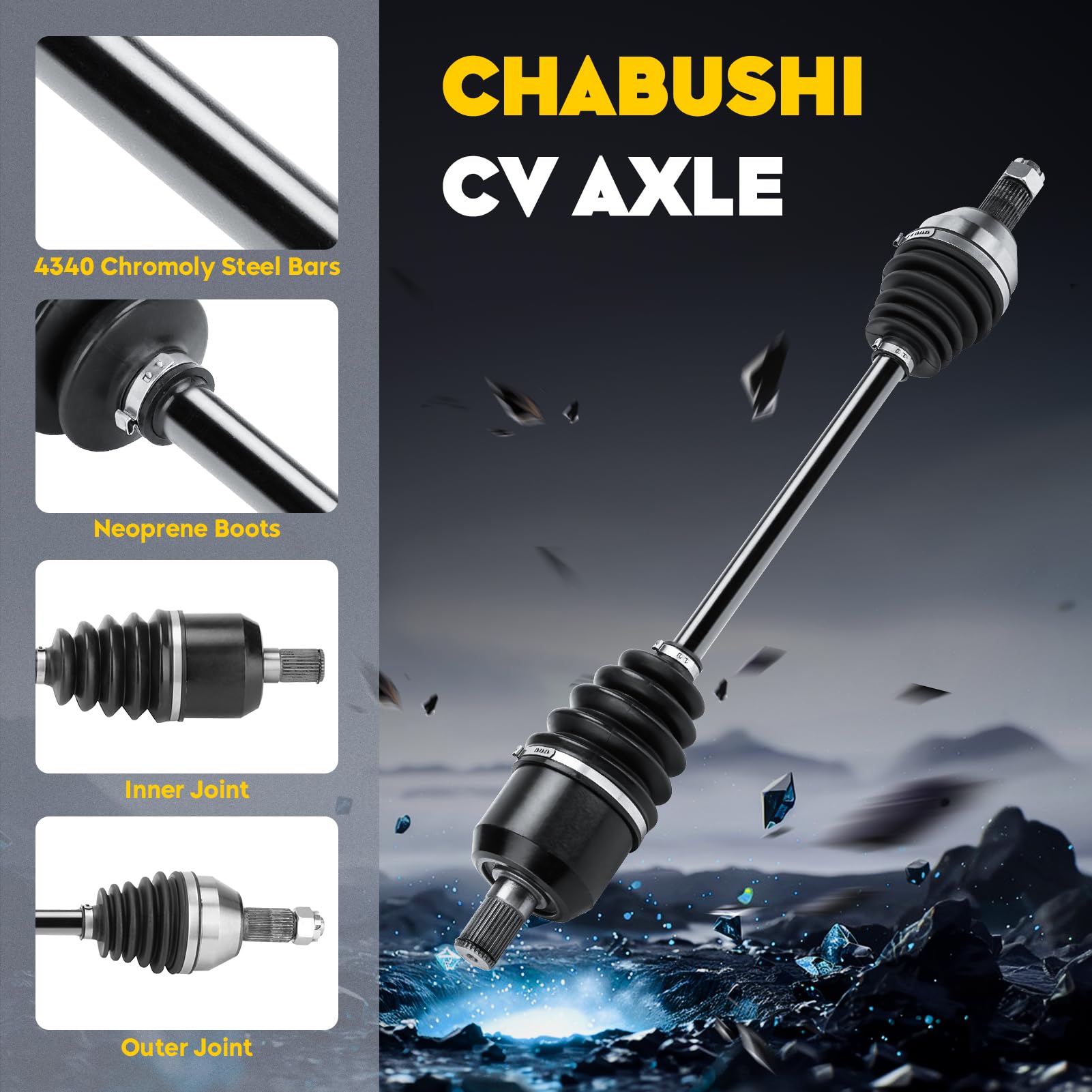 Chabushi Rear CV Axle for Polaris Sportsman 400 450 500 570 700 800 EFI/HO 2006-2014, 1 pcs Rear Left/Right 4340 Chromoly Steel