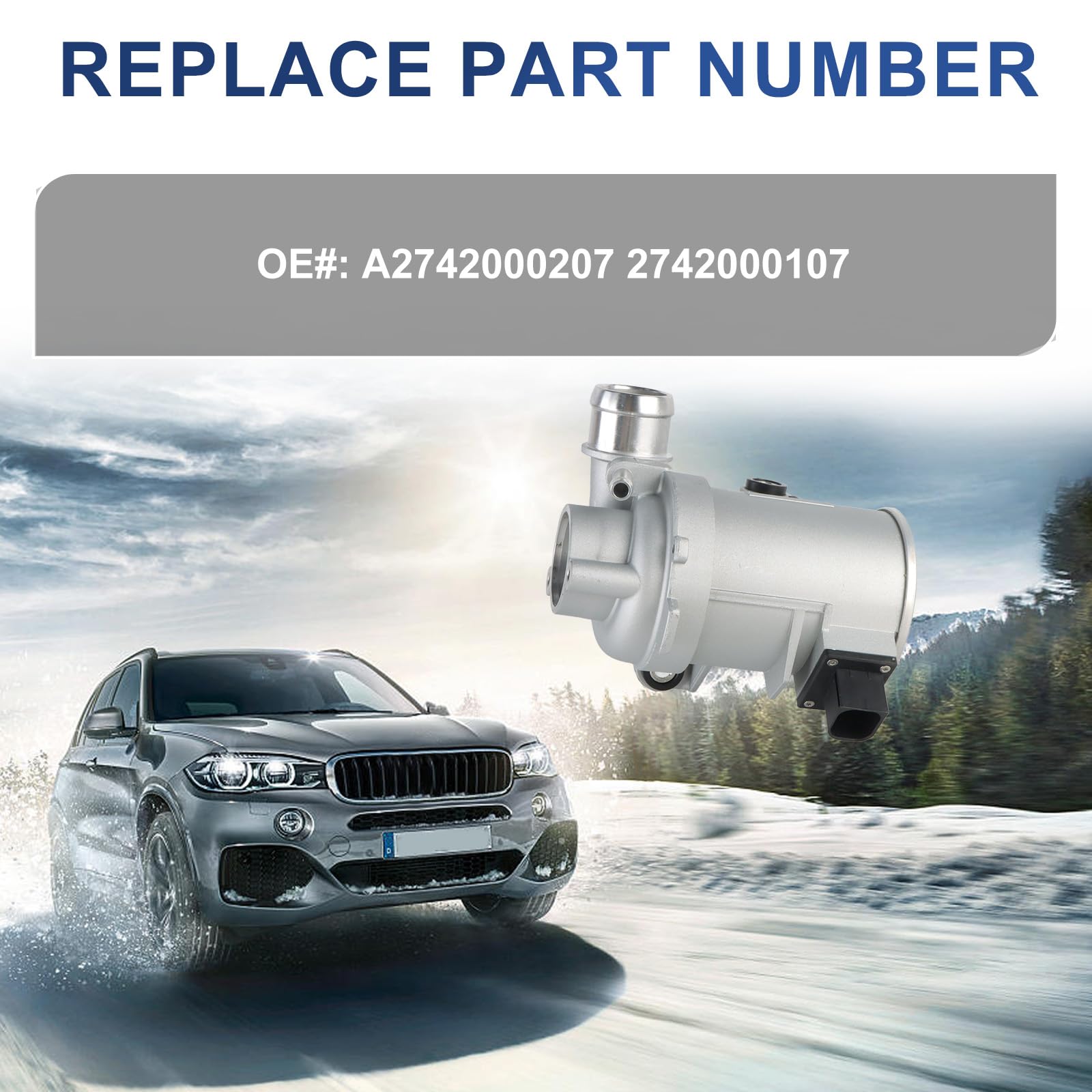 INGKAN M274 Engine Coolant Water Pump for Mercedes C-Class E-Class SLK 2013-2019, Model AHM-QMP-I06T0003, 1.6L/
