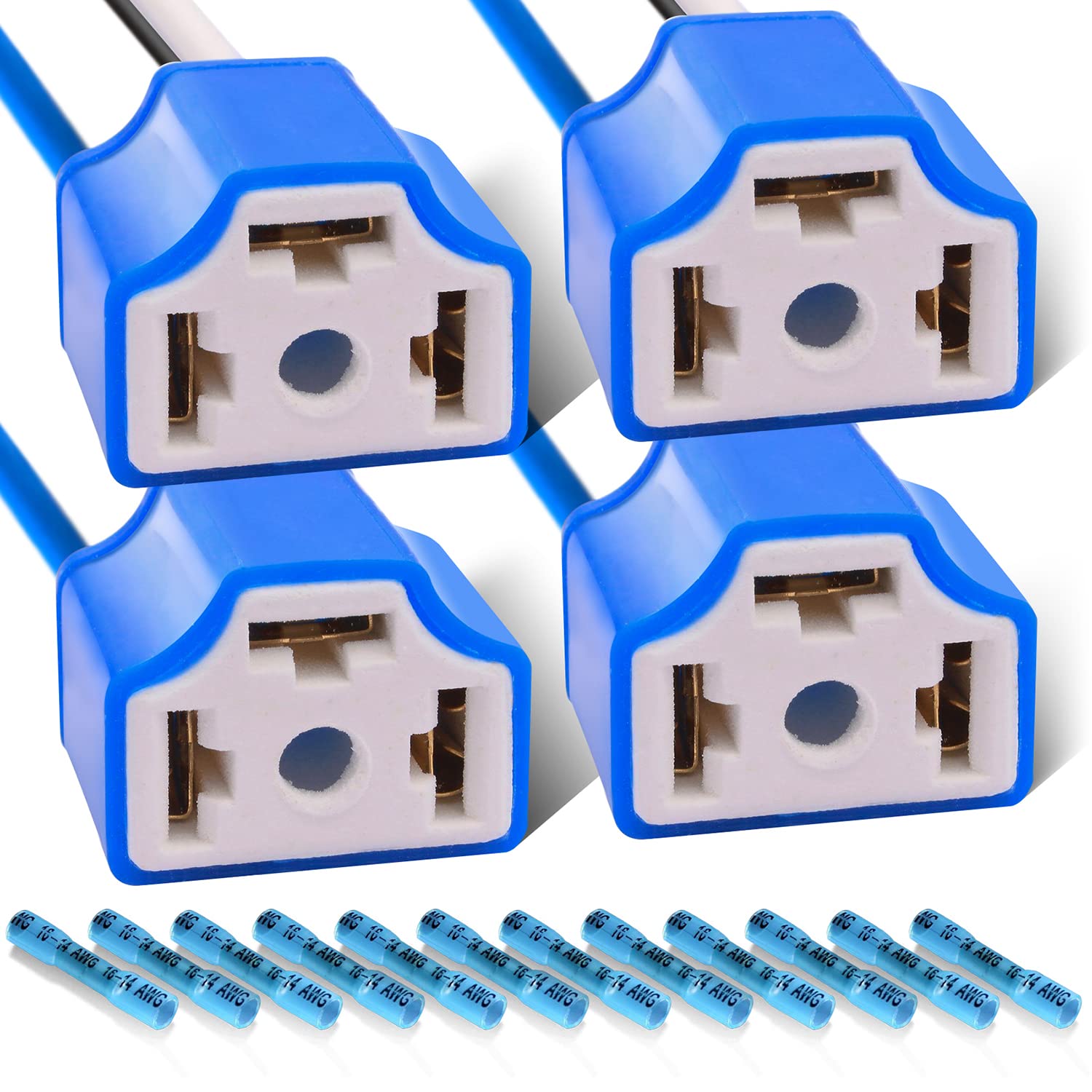 H4 Hb2 9003 Wiring Harness Headlight Plug H4 Pigtail Heavy Duty14Awg Ceramic Headlight Connector For Car Truck Boat Marine (Pack