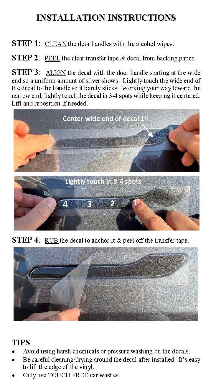 Custom Cut Graphics Tesla Model 3/Y Door Handle Wrap - Pearl White Multi-Coat, Standard Size, Premium Quality