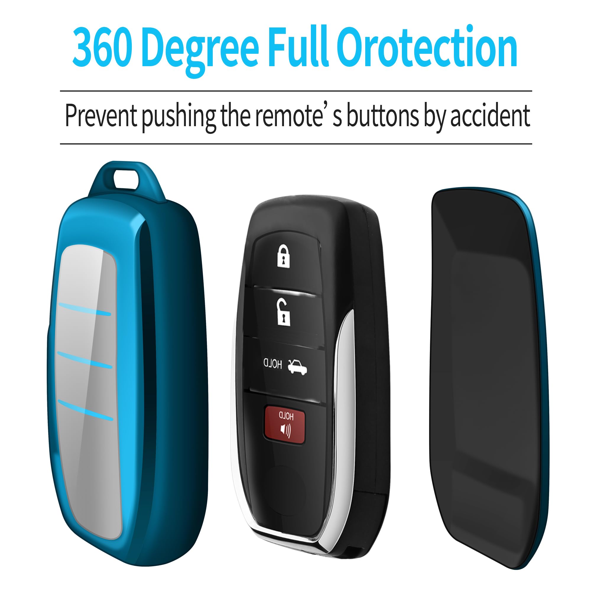 Tukellen Key Fob Cover for Toyota, TPU Soft Case, Black, Model Tukellen00746, Fits 2025 Camry, 2019-2025 Land Cruiser, Sienna,