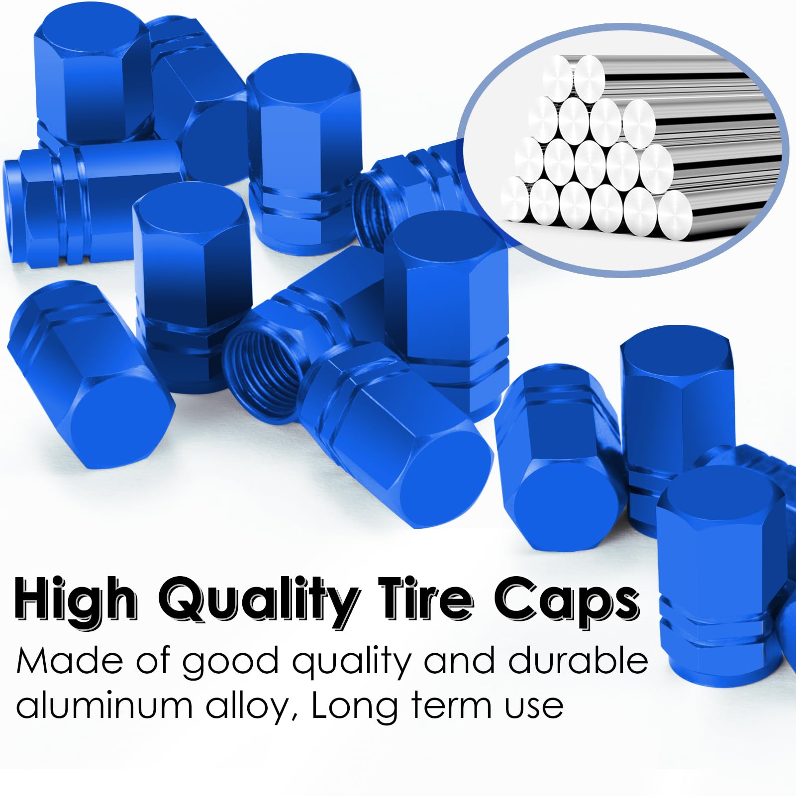 Auto Tire Valve Stem Caps: Blue Tire Air Pressure Caps| Schrader Valve Cap, Universal Stem Covers for Car Bike Bicycle Truck Mot