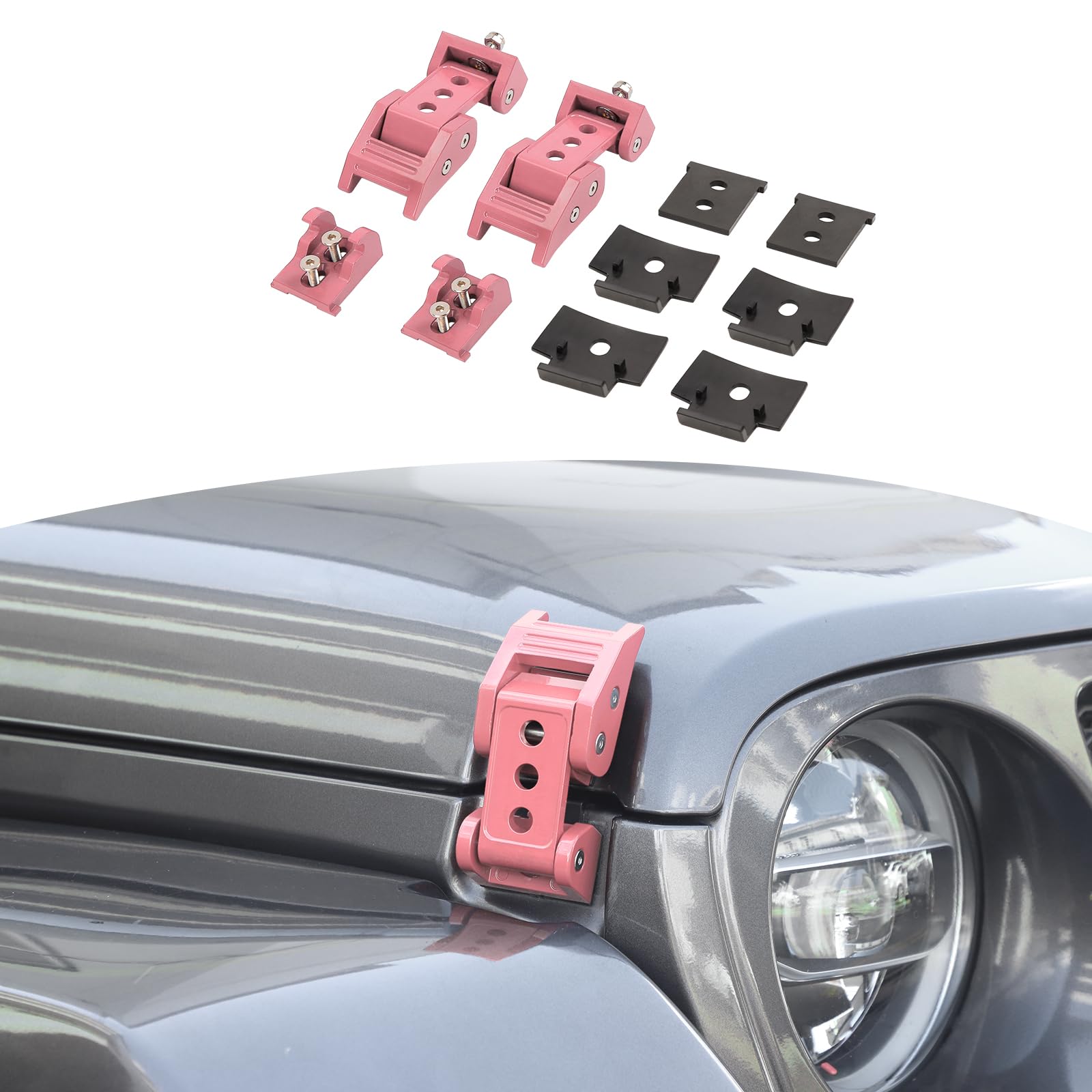 Rt-Tcz For Wrangler Hood Latches Catch Kit Compatible With Jeep Wrangler Jk Jl Gladiator Jt 2007-2025 Pink Exterior Accessories