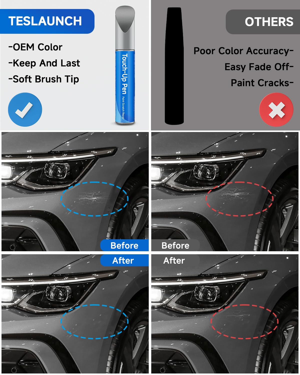 RSACET LH7J/J2 Pure Gray Touch Up Paint Compatible with Volkswagen Exact Match Touch Up Paint Car Scratch Repair