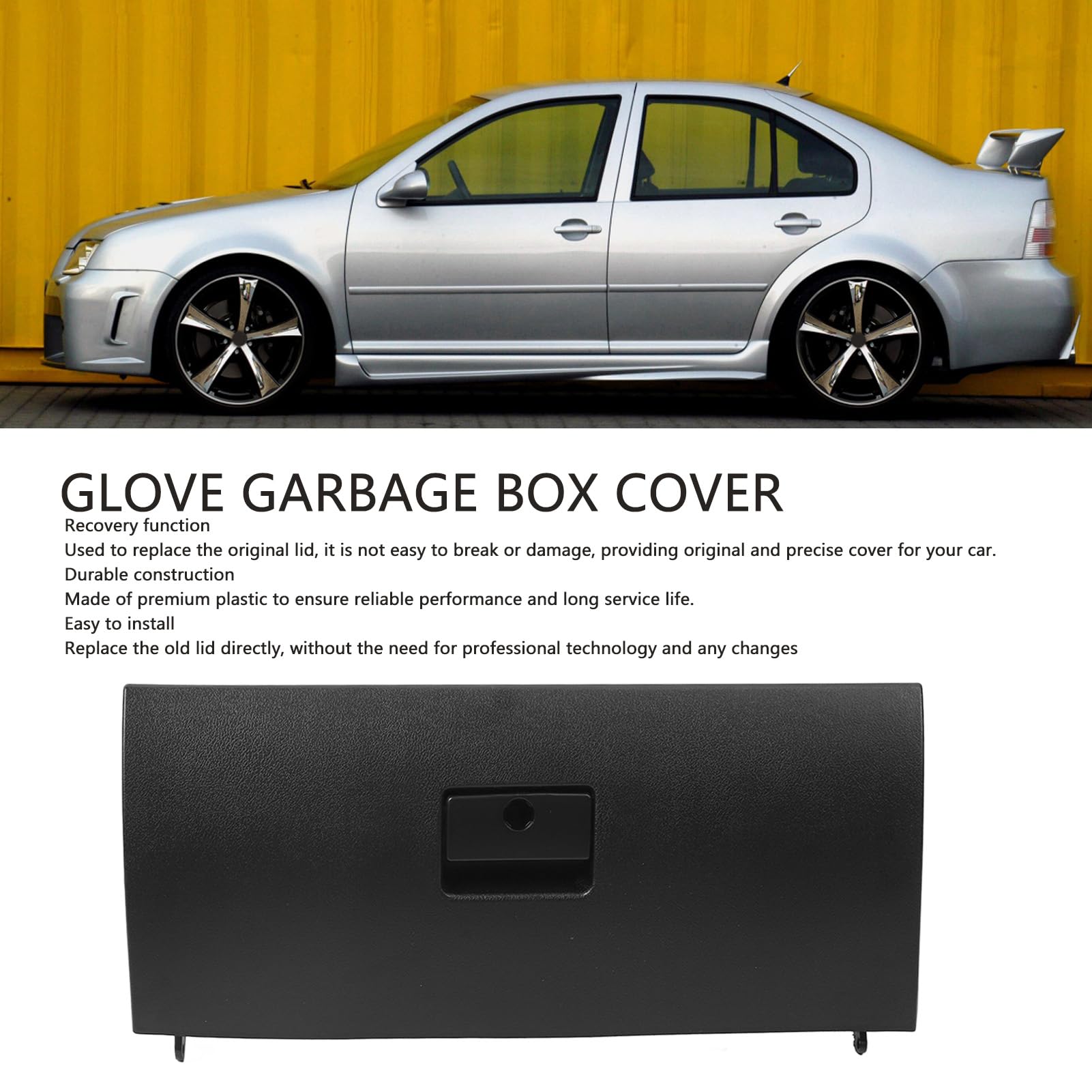 Glove Box Door Cover, Plastic Lid Replacement For Bora Mk4 Black, Silk Smooth Surface, Easy To Install, Premium Material, New Interior Look, Fits Car Console Glove Box, Long