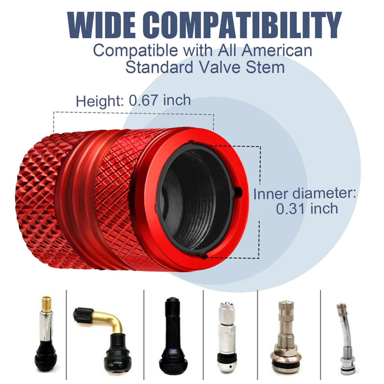 Tire Valve Stem Caps - 4 Pack Anti-Corrosion Premium Anodized Alloy Tyre Air Valve Caps American Flag For Car Suv Bike Red