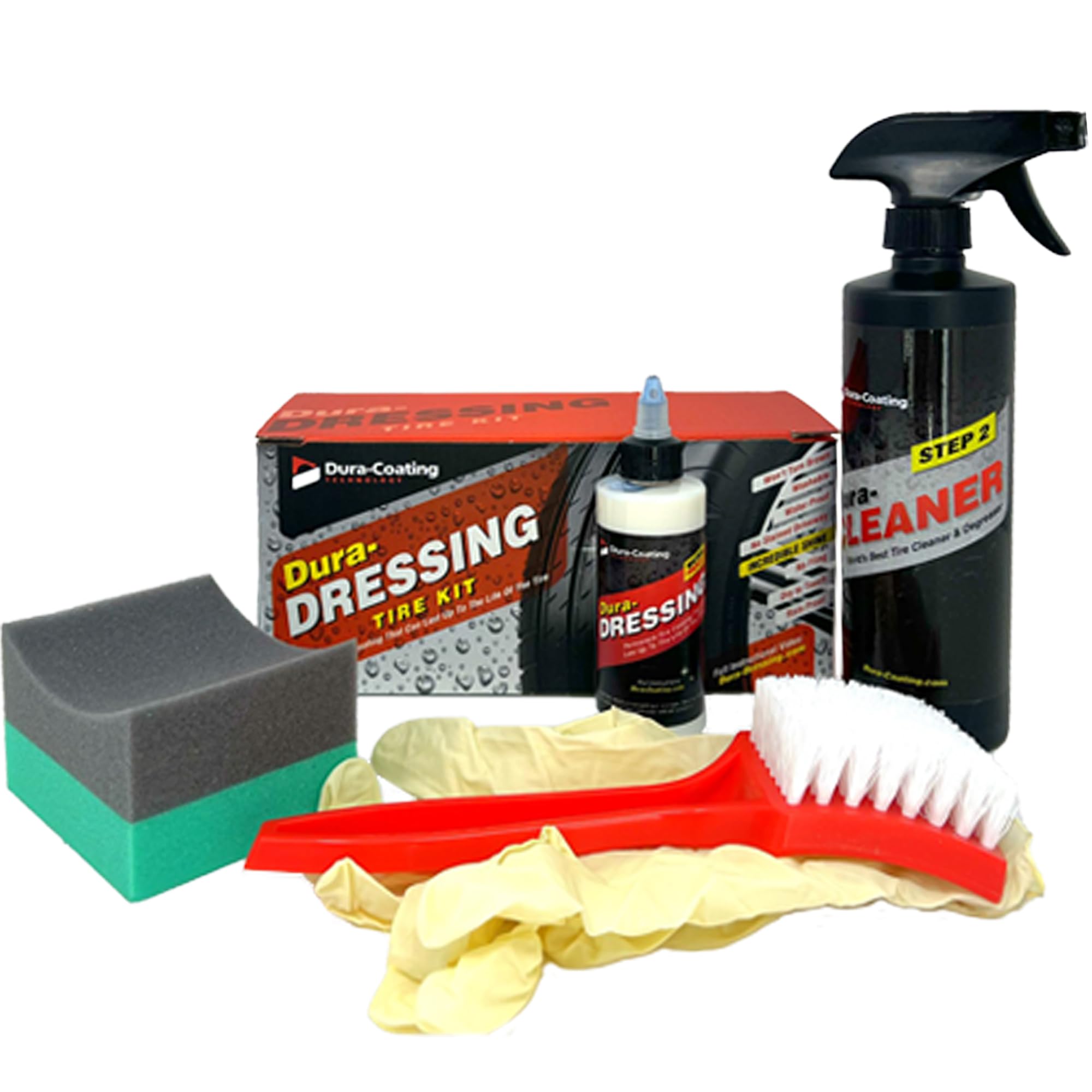 DURA-COATING TECHNOLOGY Dura-Dressing Total Tire Kit - Tire Dressing & Cleaning Kit for Single Car - Made in USA