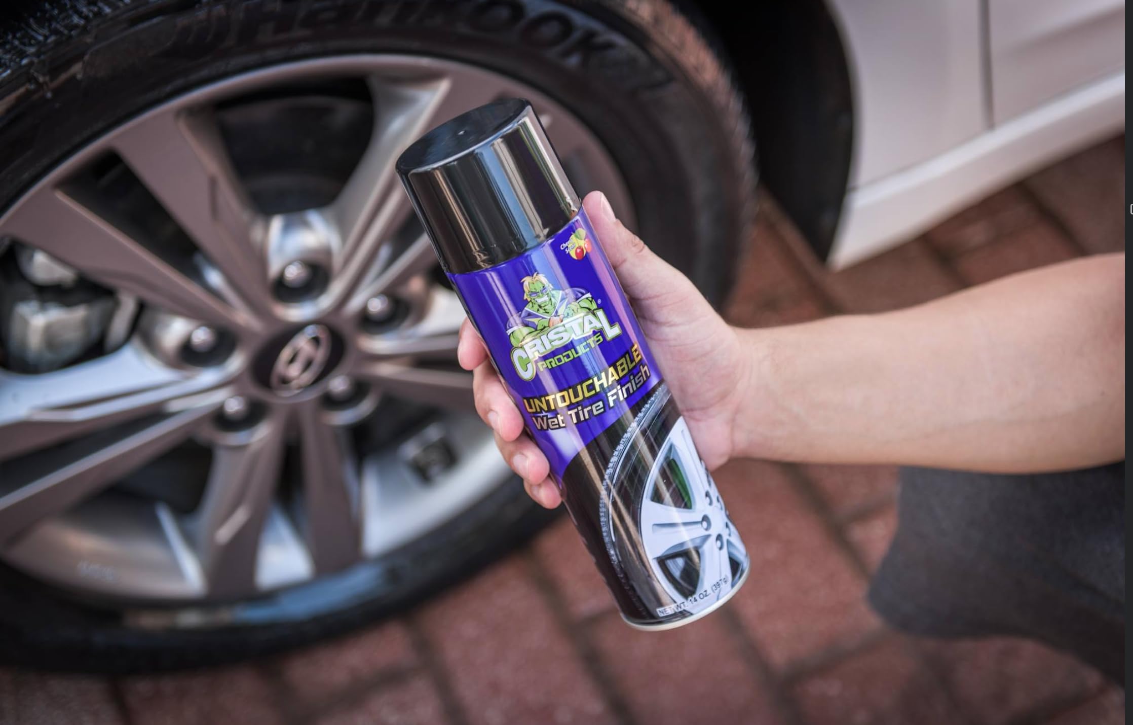 Cristal Products Untouchable Tire Shine Spray – 42 oz Long-Lasting Waterproof Finish for Deep Gloss & Protection
