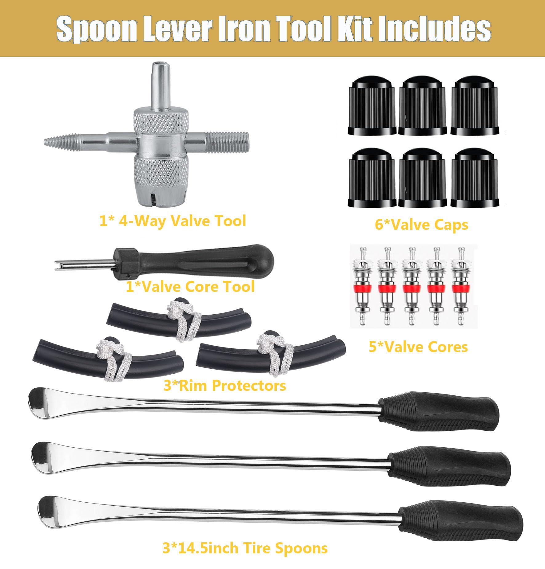 14.5Inch Tire Spoons Motorcycle Dirt Bike Tire Changing Tools Iron Set ,Tire Spoon Levers Tire Changer Kit For Atv Lawn Mower Wi