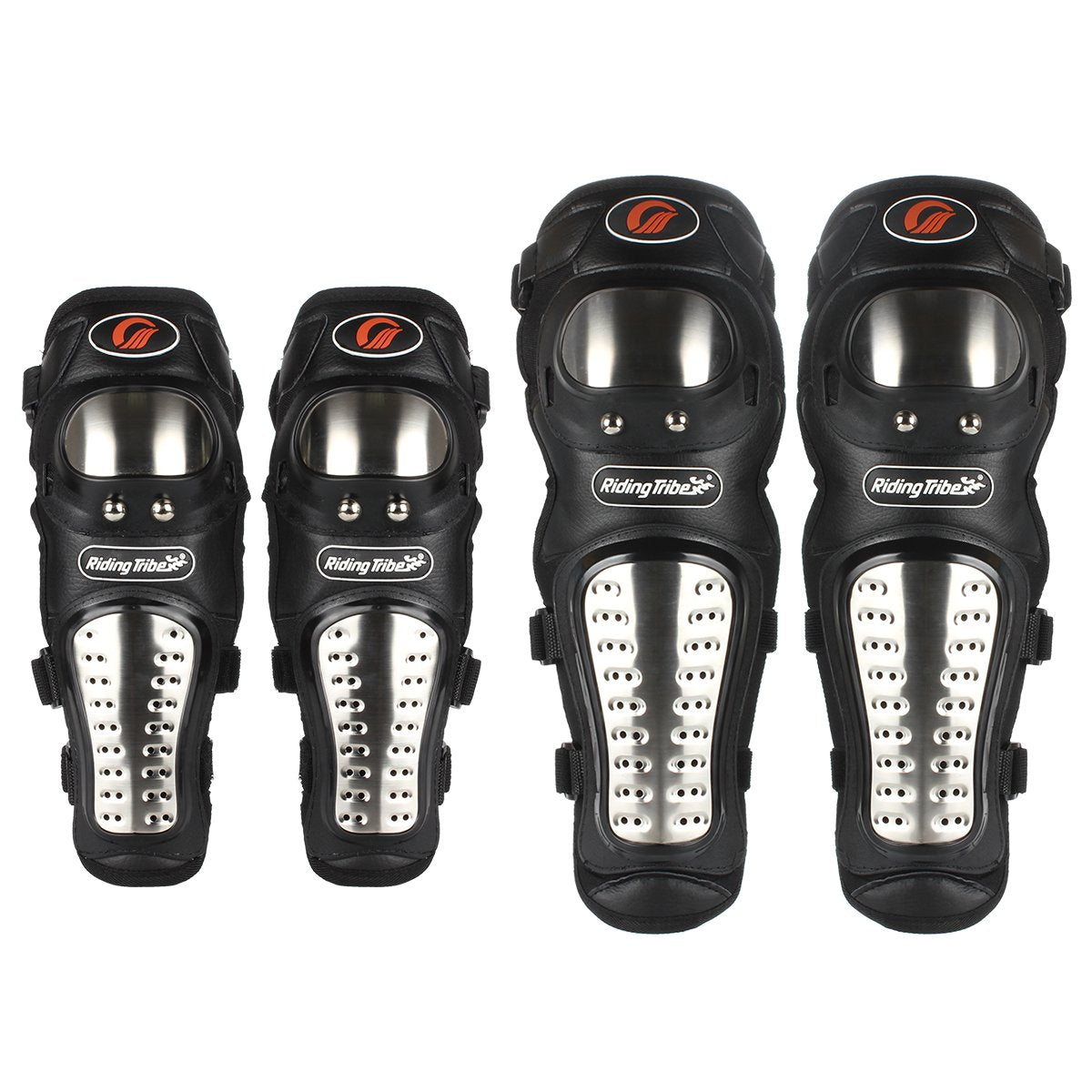 GES Knee Pads Motorcycle - 4Pcs Adults Alloy Steel Motorcycle ATV Motocross Elbow Knee Shin Guards Protector Motocross Racing/Ad