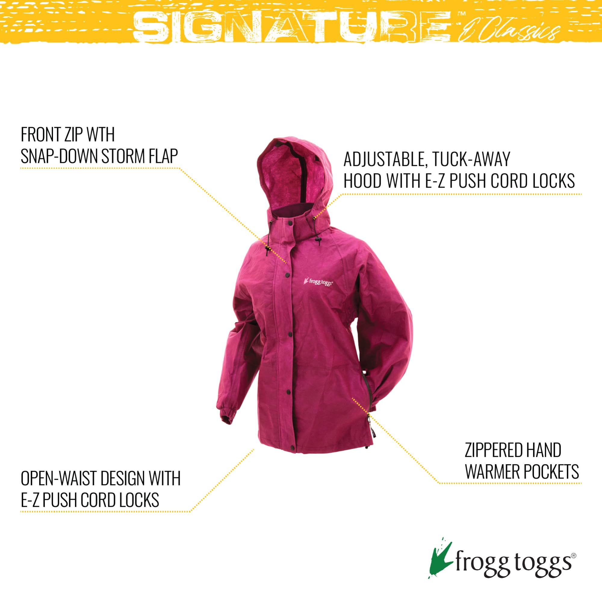 Frogg Toggs Women'S Standard Classic Pro Action Waterproof Rain Jacket, Cherry, Medium