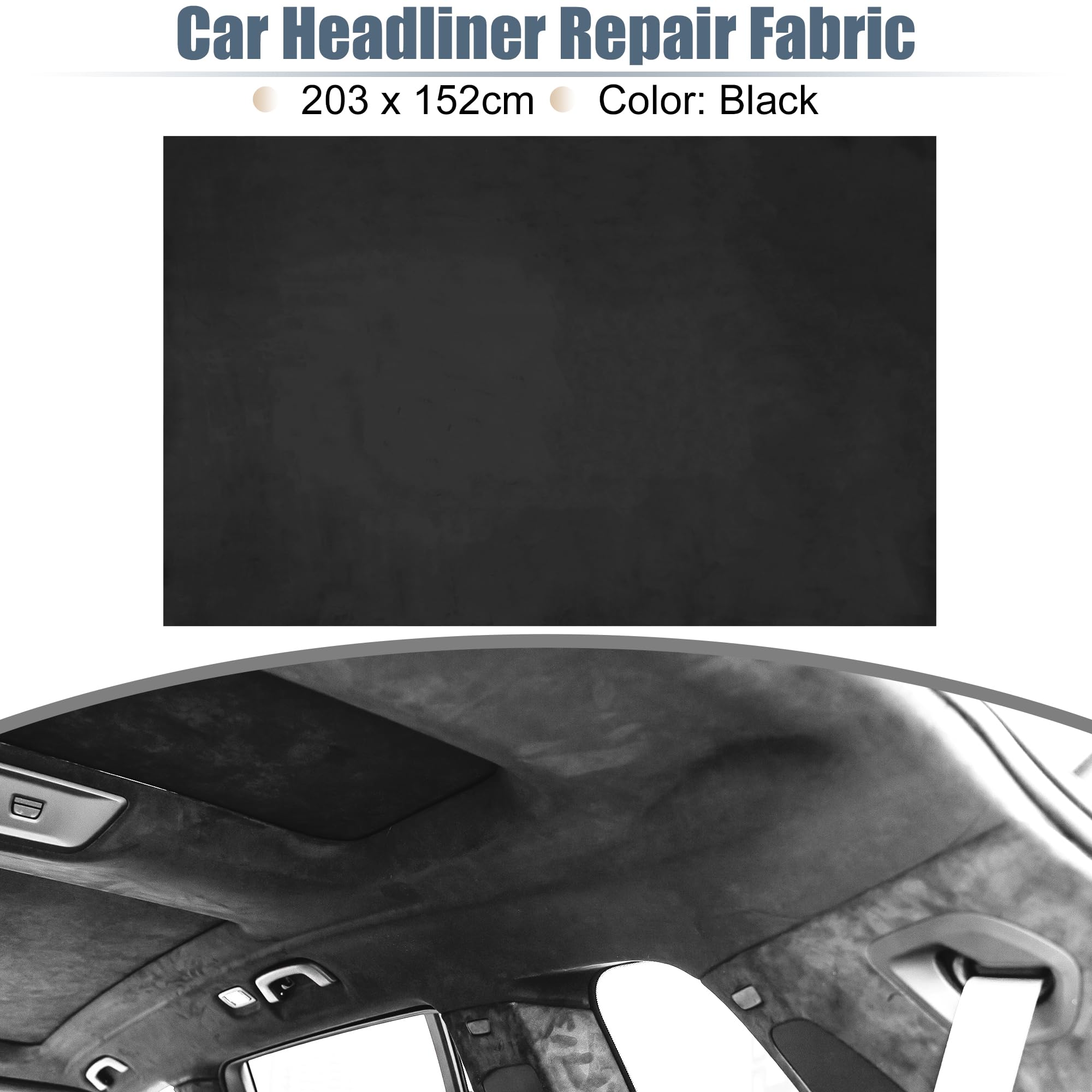 X AUTOHAUX Suede Headliner Fabric 80'' Length x 60'' Width Foam Backed for Car Truck RV SUV Interior Trim Protect Aging Broken F