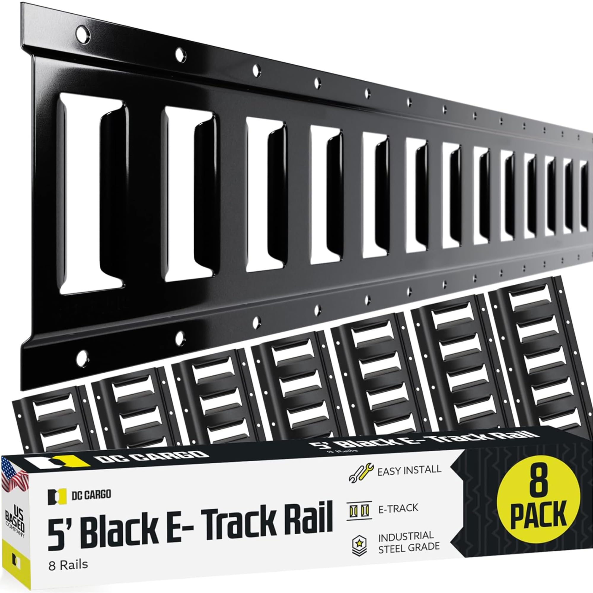 Dc Cargo Mall Indoor E Track Tie Down Rail Kit 5' (8 Pack) For Garages, Vans, Trailers, Motorcycle Tie Downs, Atv Mountings-Etra