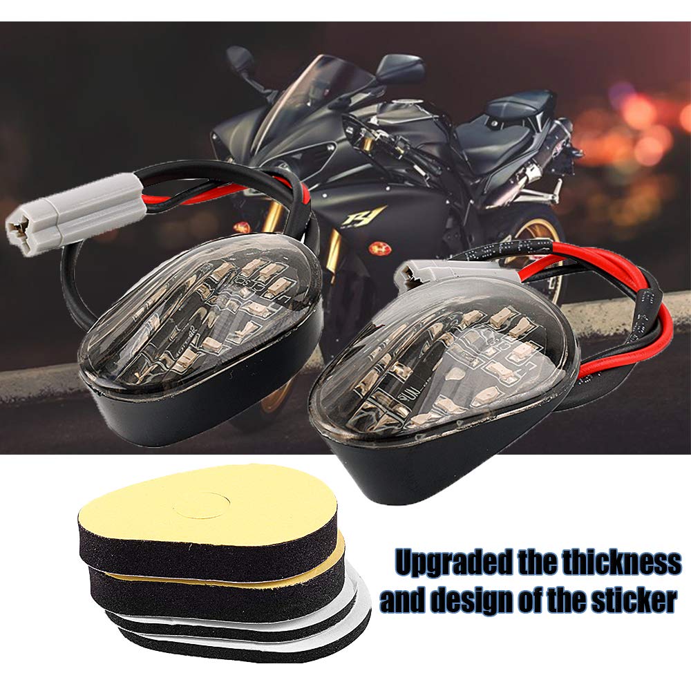HUSUKU Amber LED Turn Signal Light - 2 PCS Flush Mount for Yamaha YZF R1 R3 R6 FZ Series - Black Plastic, Model 13