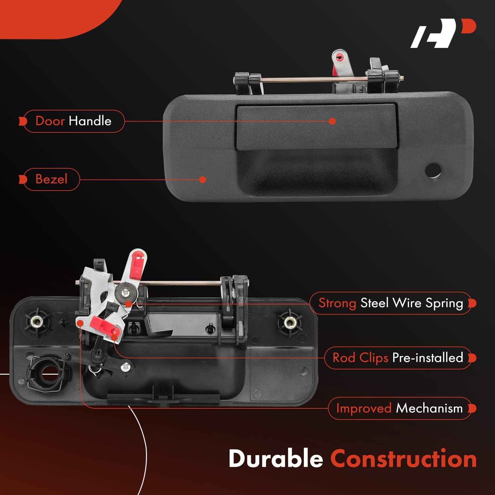 A-Premium - Tailgate Handle Liftgate Latch Handle with Keyhole - Compatible with Toyota Tundra 2007-2013 - Textured Black - Repl
