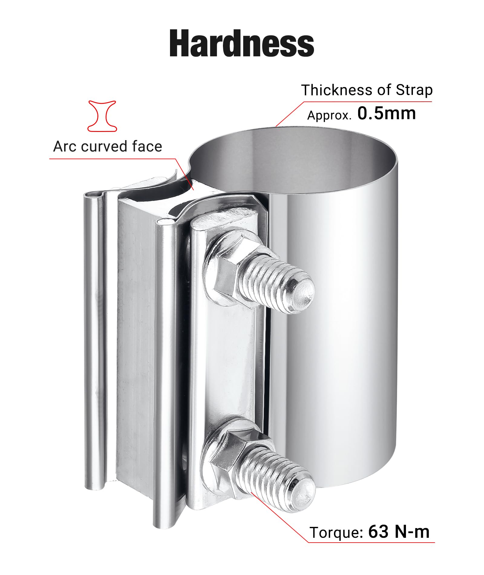 Evil Energy 2.75 Inch Exhaust Clamp,Butt Joint Band Clamp Sleeve Coupler Stainless Steel