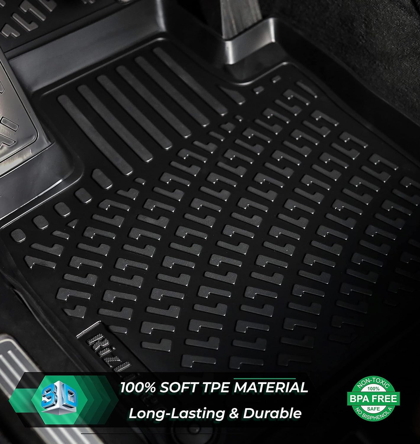 Rizliner Kia Sorento 2021-2025 (No Hybrid Models) 7 Seats Floor Mats 3D Custom Fit Rubber Car Mats Laser Measured Floor Liners A
