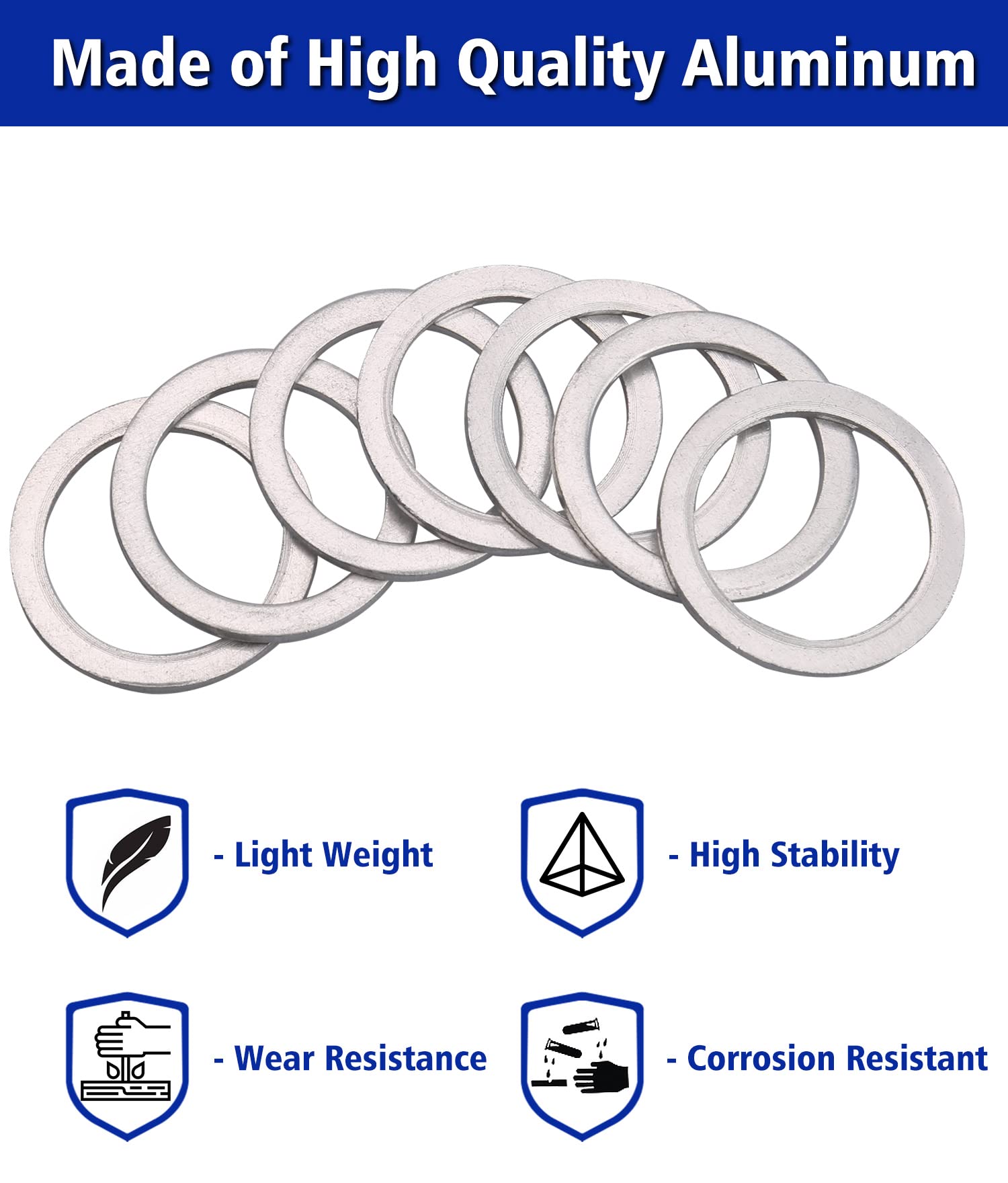 Easily Crush Washer Oil Drain Plug Kit - 568 Pieces, 18 Sizes, Aluminum, Silvery