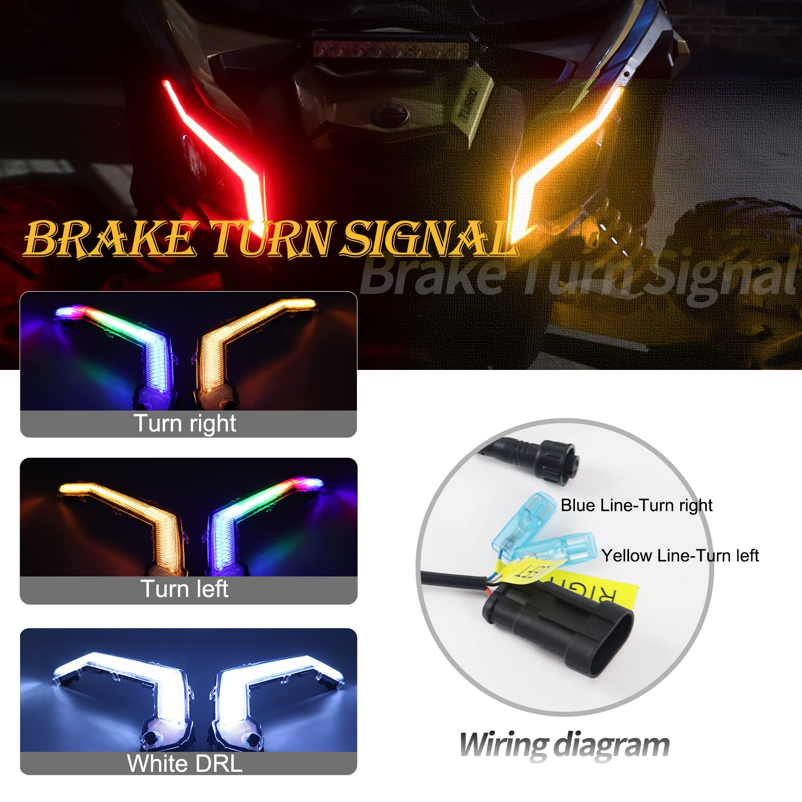 Yiswhis Led Front Signature Light For Can Am Maverick X3 Max Turbo 2017-2023,With Drl Turn Signal Light,Front Fang Light Assembly,Ip68 Waterproof,Plug And Play,Remote Control Or App Control,#710004994