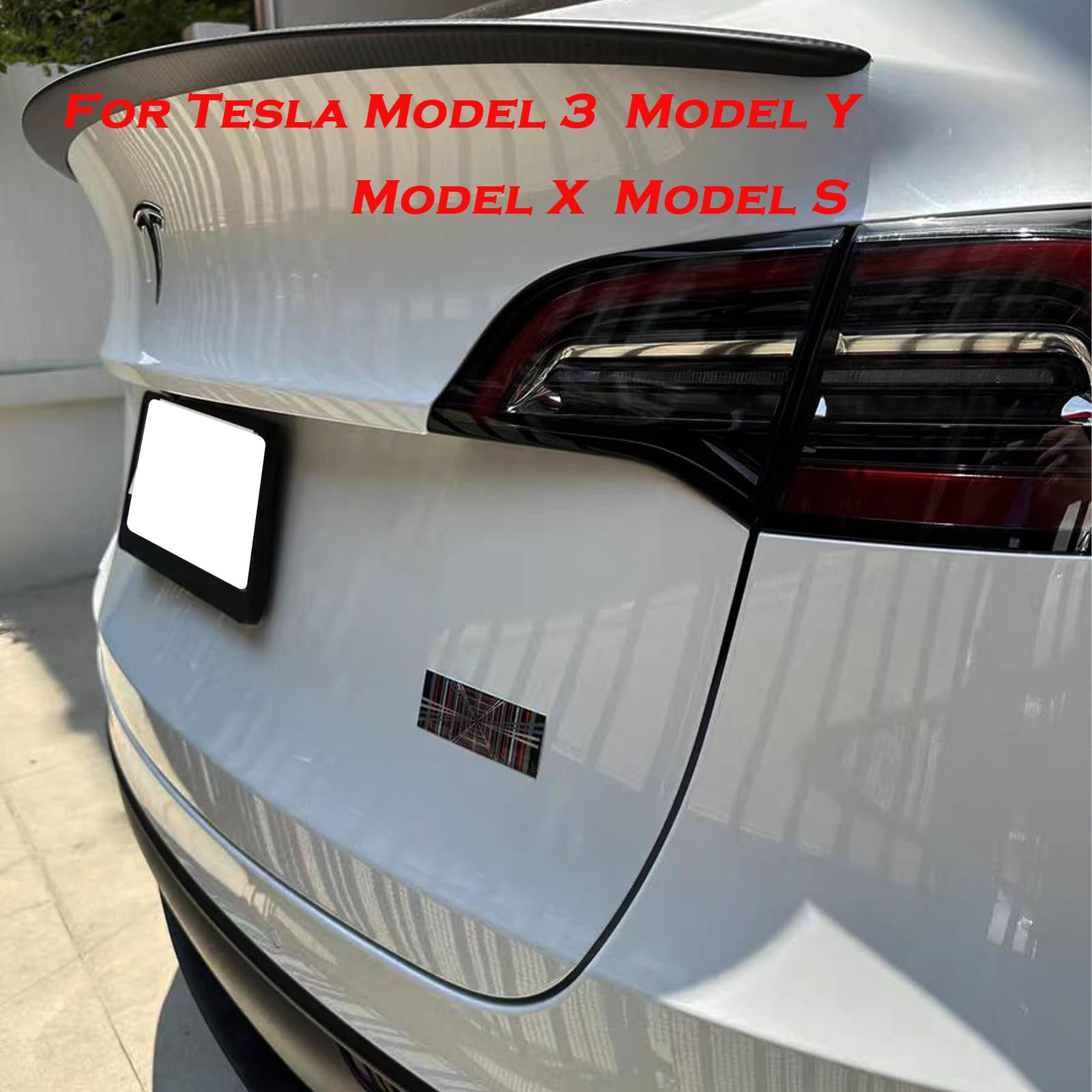 yhcdsea 3D Plaid Badge Sticker for Tesla Model 3 Y X S - Glossy Black, Acrylonitrile Butadiene Styrene, Model SEA1128005