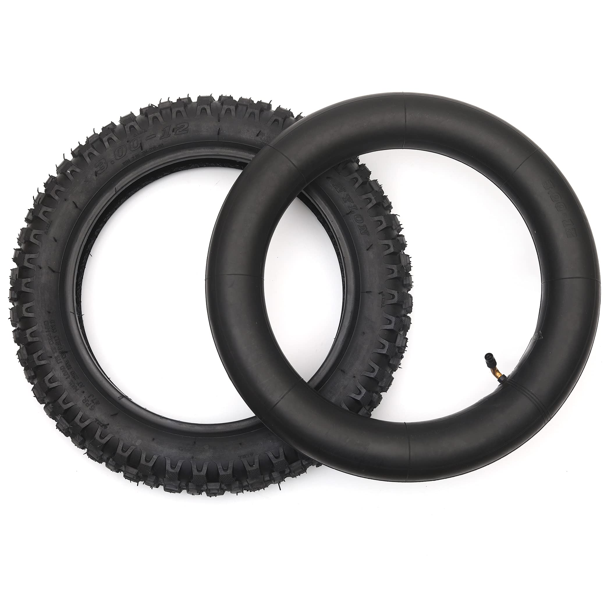 (1 Set) 3.00-12 Dirt Bike Tire And Inner Tube Set - Universal Replacement 80/200-12 Knobby Motocross Bike Tire And Tube For Hond
