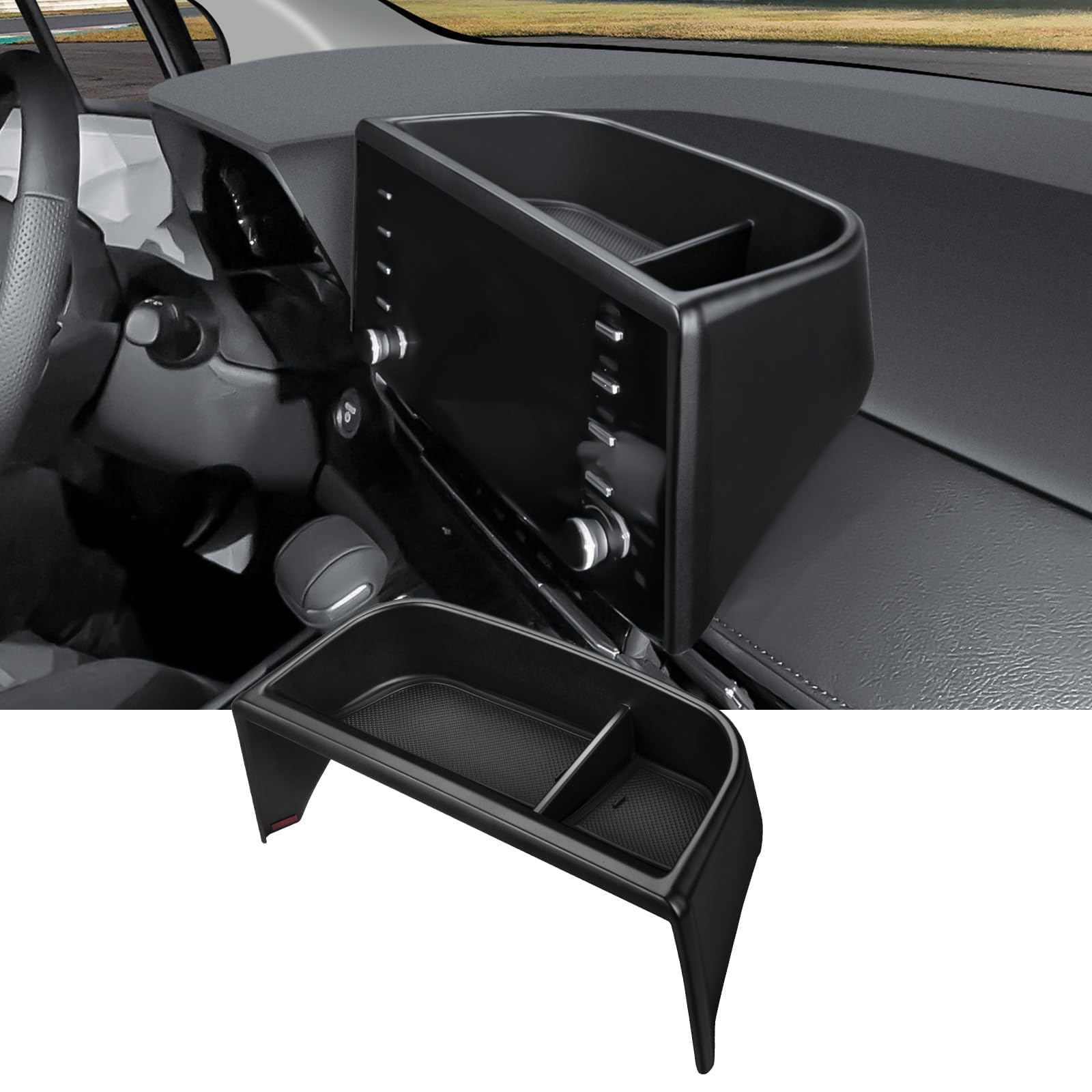 Ecarzo Center Console Dash Storage Tray for 2021-2024 Toyota Sienna, Black, ABS Material, Sunglass Holder, Model ECZ072