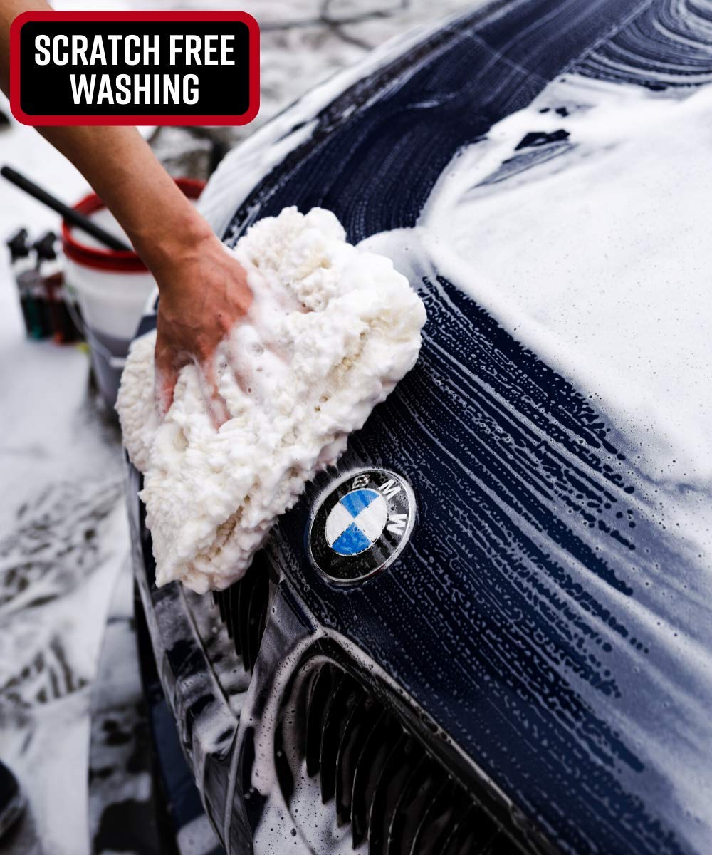 Adam's Polishes 10" Professional Wool Wash Pad - Synthetic, White, Gentle on Paint, Safe for Car Soap & Wax, 1 Pack