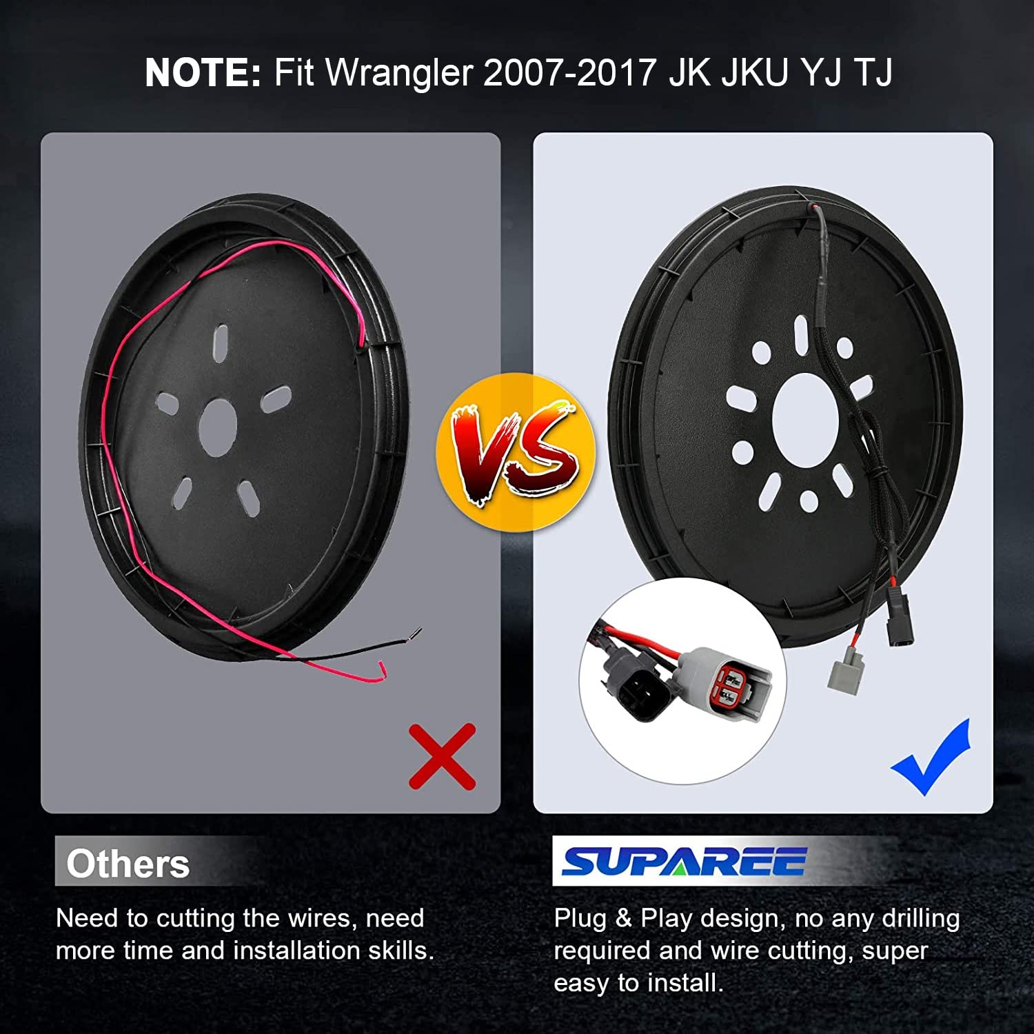 SUPAREE (Plug and Play Spare Tire Brake Light Wheel Light 3rd Third Brake Light fit for Wrangler 2007-2017 JK JKU YJ TJ,Red Ligh