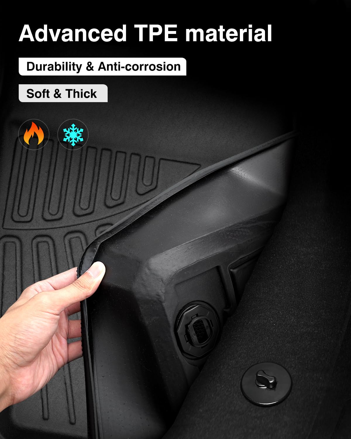 Powerty Floor Mats For 2022-2025 Kia Ev6 Accessories All Weather Floor Liner 3D Tpe 1St & 2Nd Row Floor Mat Heavy-Duty Floor Lin