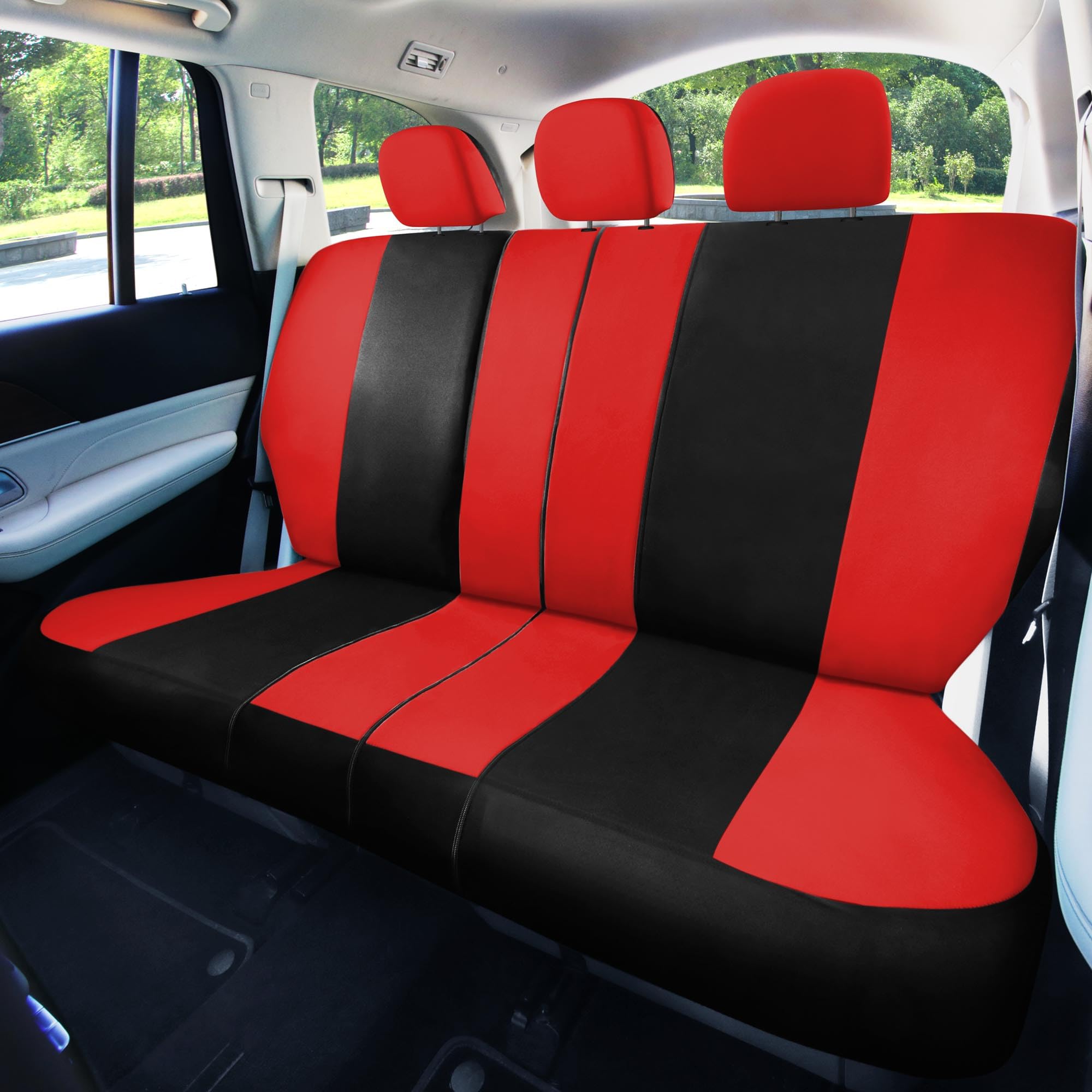 Fh Group Car Seat Covers Full Set Cloth, Universal Fit Combo, Automotive Covers, Low Back Front Airbag Compatible,Split Bench Re