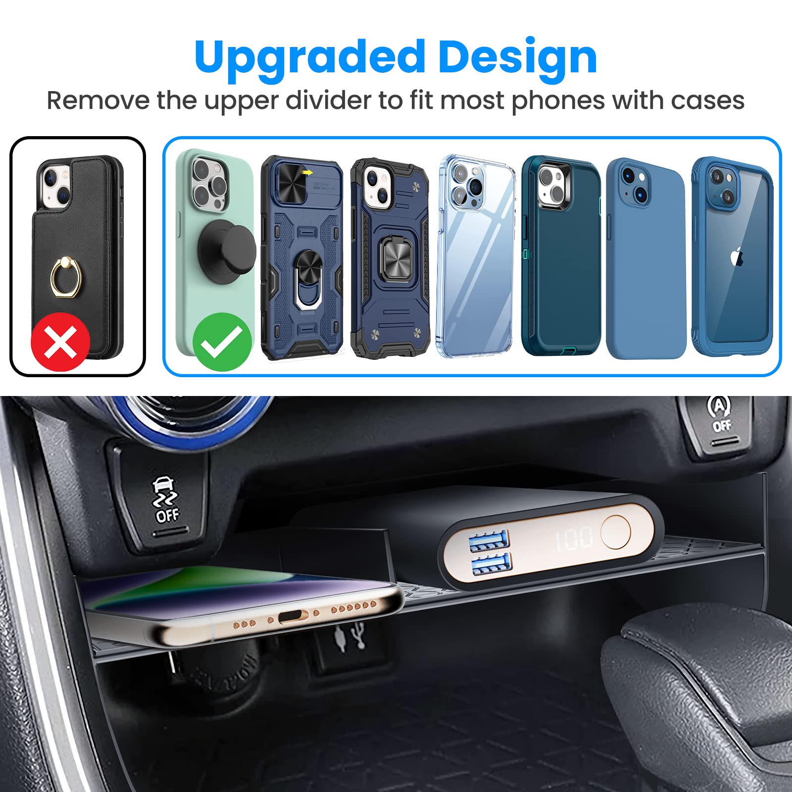DIAMOOKY Upgraded Center Console Organizer Compatible with Toyota RAV4 2024 2023 2022 2021 2020 2019 Interior Accessories, Gear