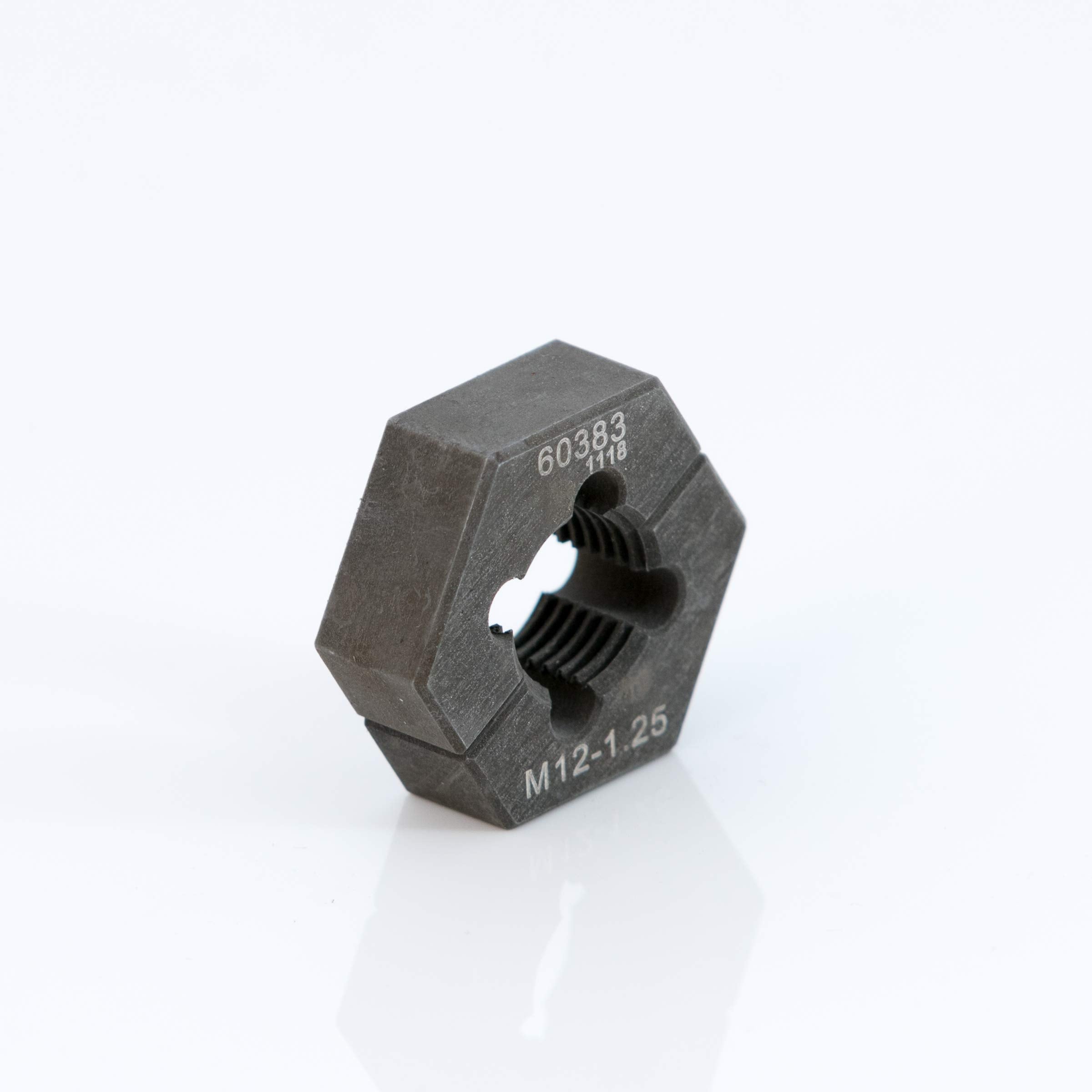 Steelman Professional M12-1.25 Metric Split Die Thread Chaser, Indexing Pins, Steel, Repairs Threads On Wheel Studs And Bolts