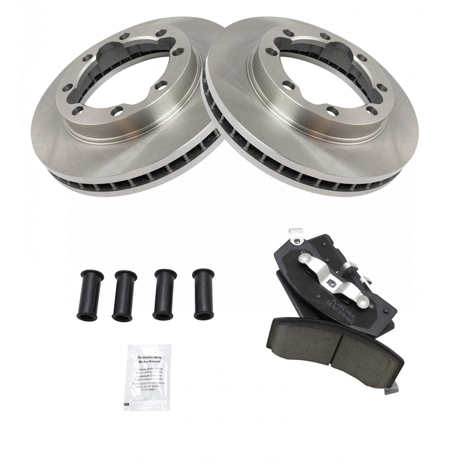 Trq Front Brake Pad & Rotor Kit Brake Pads Brake Rotor Ceramic Compatible With 1990-2000 Chevrolet K3500 1994-1999 Dodge Ram 250