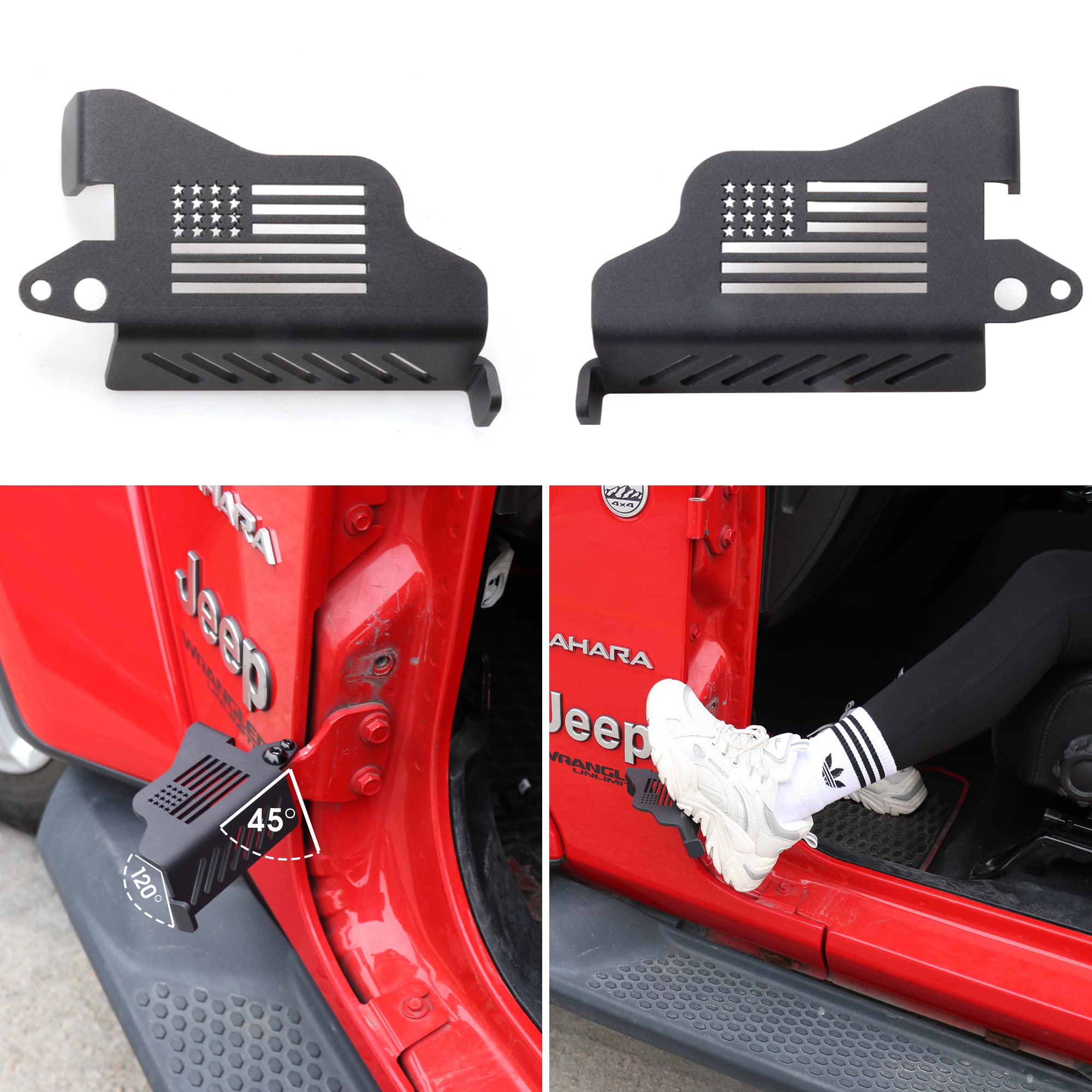 Sukemichi Foot Pegs Doors Off For Jeep Jk Jl Jt, Exterior Foot Rest Pedals Door Hinge Foot Peg For 2007-2025 Jeep Wrangler Jk Jl