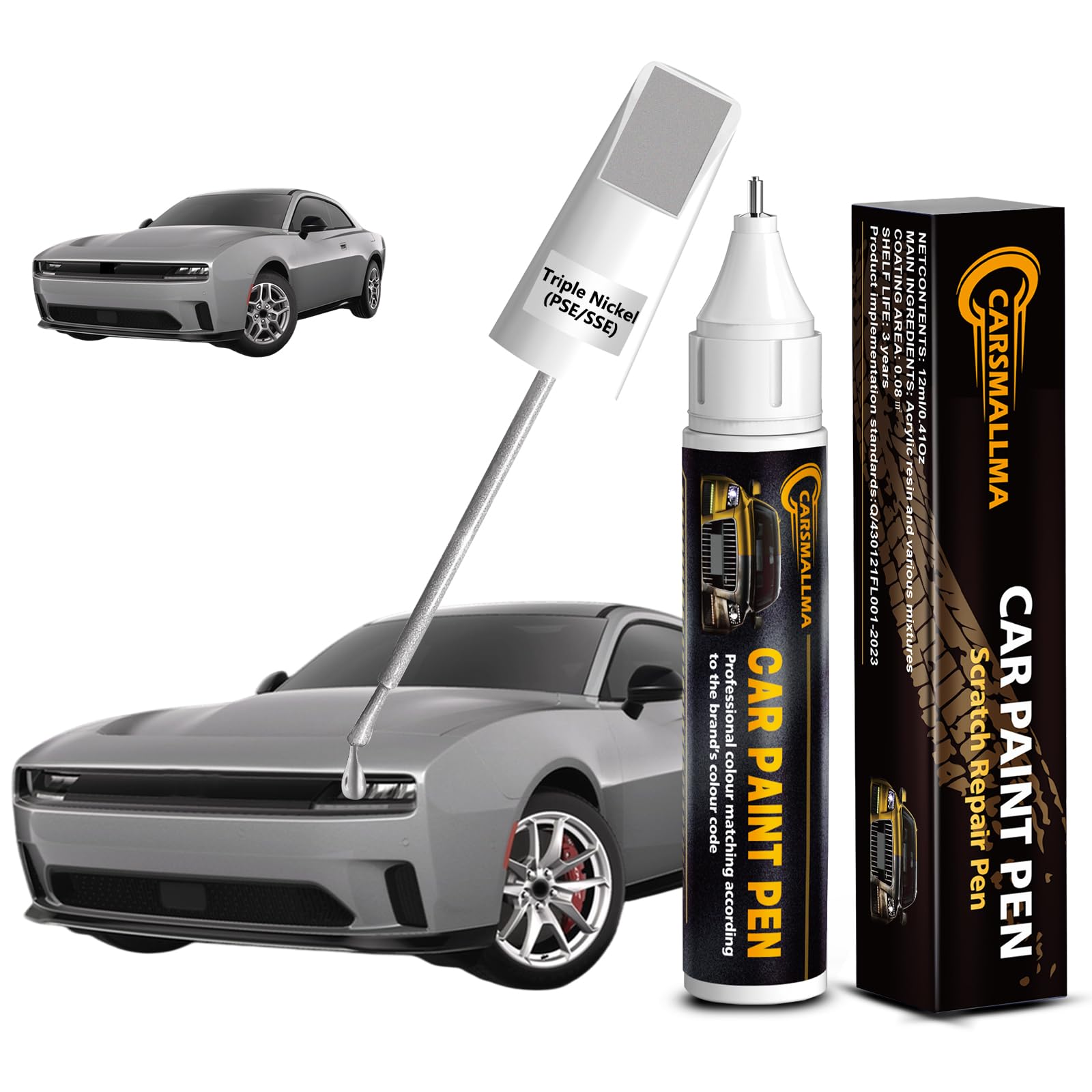 carsmallma Triple Nickel(PSE/SSE) Car Touch Up Paint for Dodge, Color Accurate Car Paint Scratch Repair Pen Kit Quick & Easy Fix