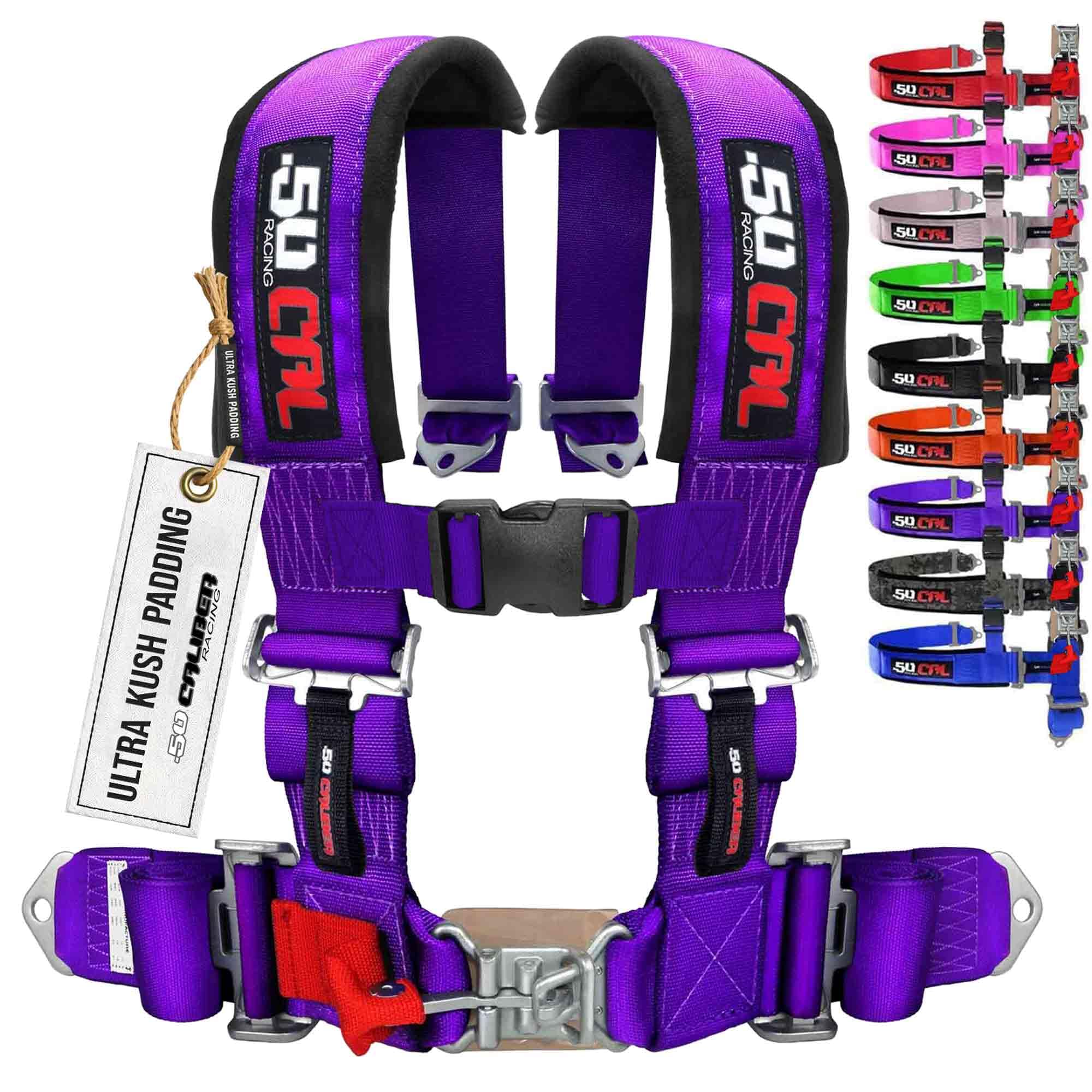 1pc Purple 4 Point Harness for Bucket Seat, Latch Release, 9 Color Options, Racing Harness, Race Car, Off Road, UTV, RZR [6008P1