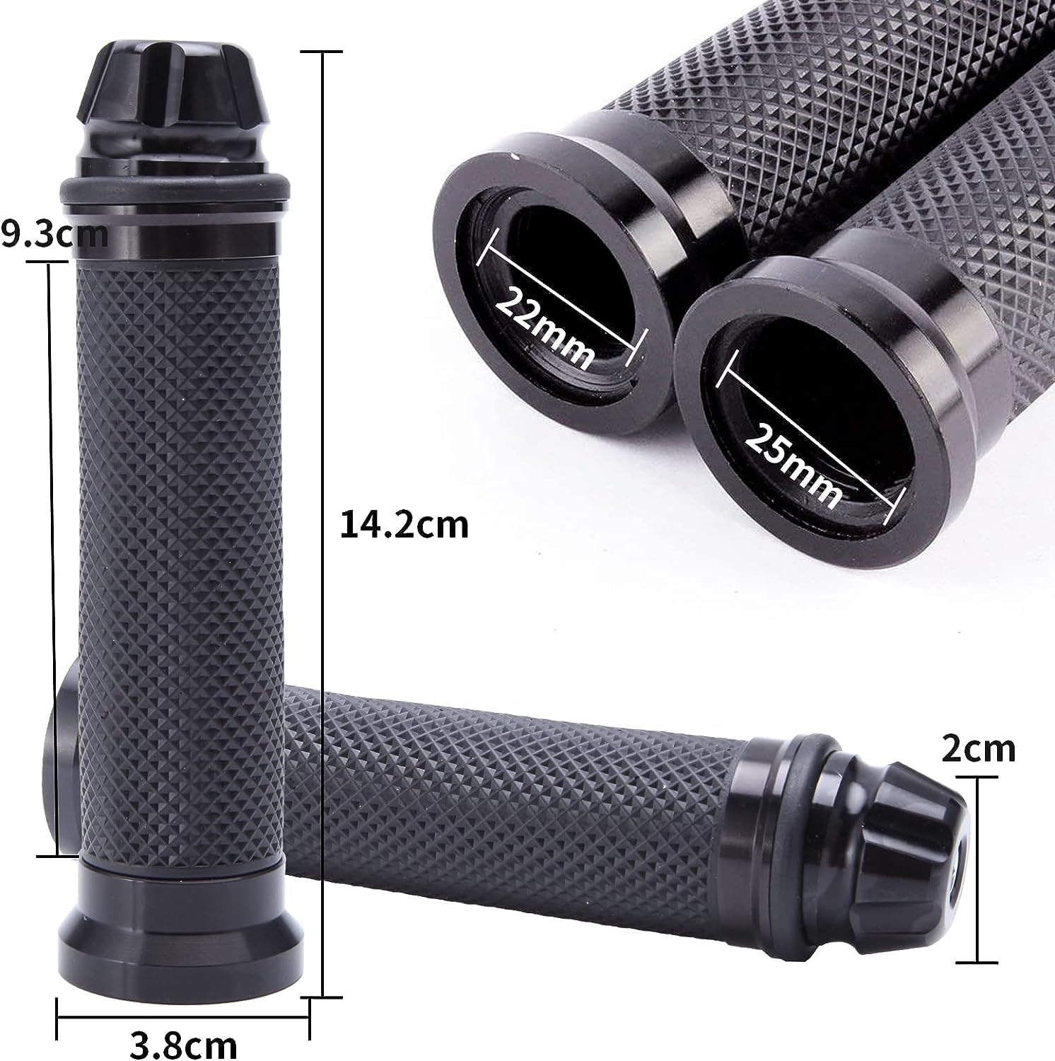 Custom Motorcycle Sport Bike Cnc Aluminum 7/8'' 22Mm Handlebar Rubber Gel Hand Grips For Chopper Cruiser Bike