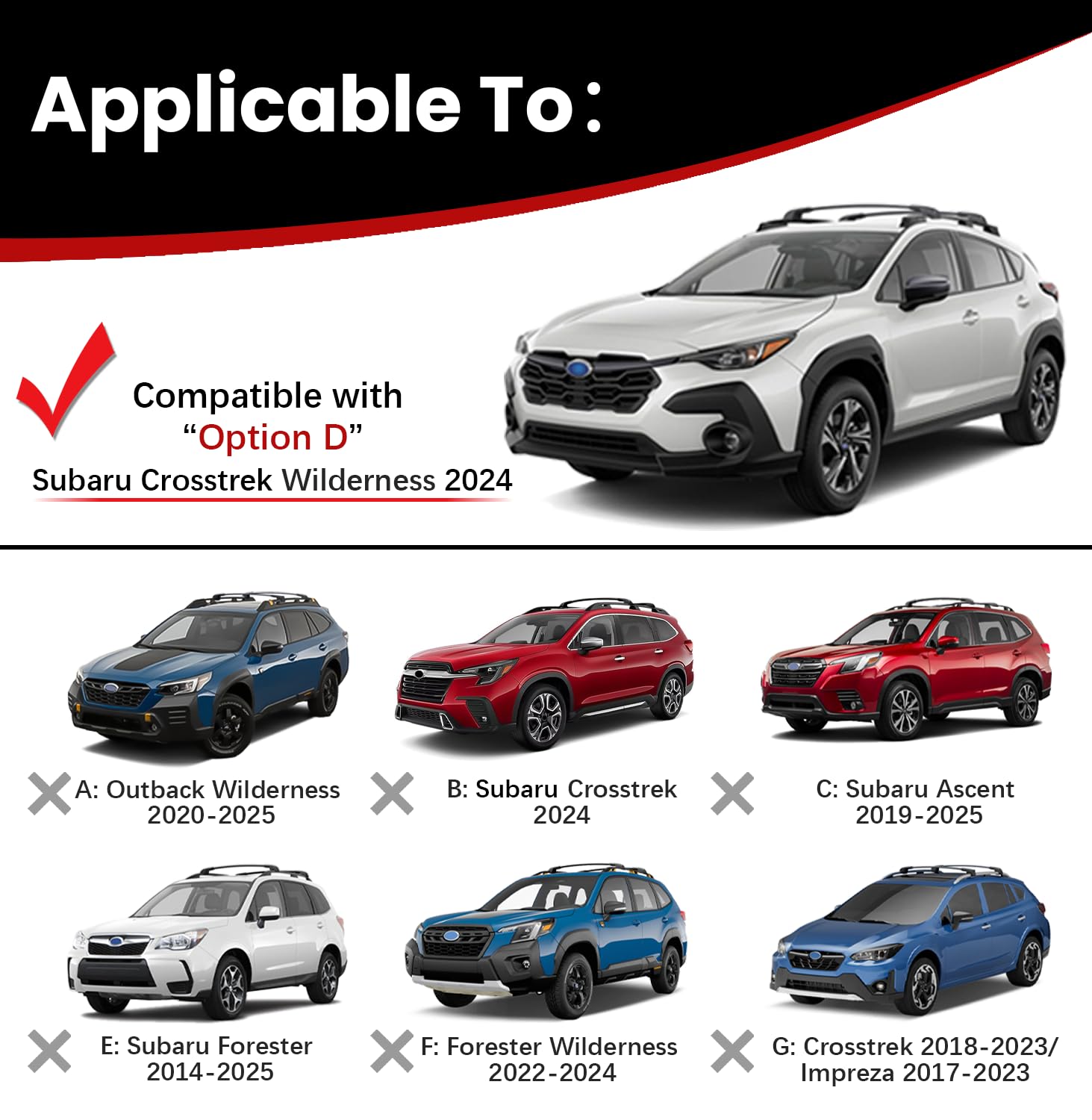 Soruci Car Roof Rack Cross Bars Compatible with Subaru Crosstrek Wilderness 2024 with Lock, Aluminum Cross Bar for Rooftop Cargo