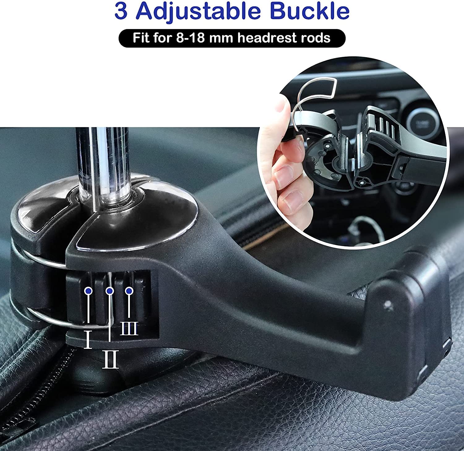 Toovren Upgraded 2 Pack Car Headrest Hidden Hook 2 In 1 Car Seat Hooks With Phone Holder For Purse, Backpacks,Toys,And Even Bott
